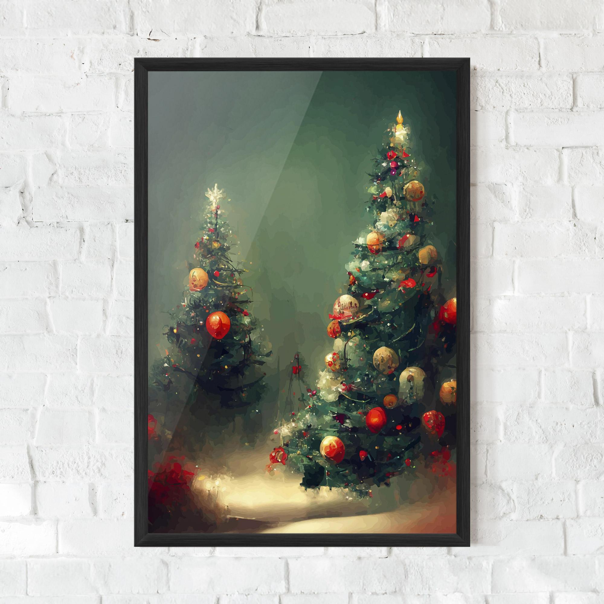 Poster Înrămat Snow Trees With Lights mockup 0