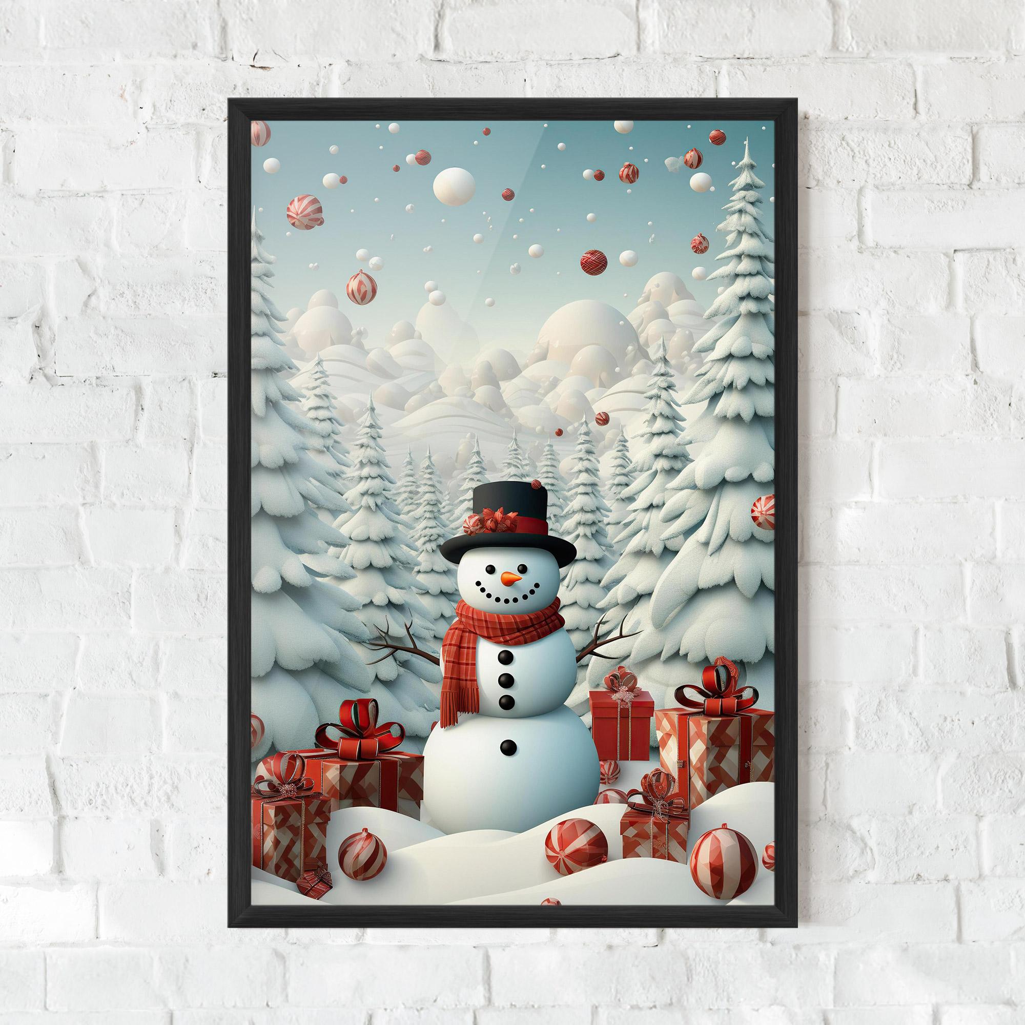 Poster Înrămat Snowman mockup 0