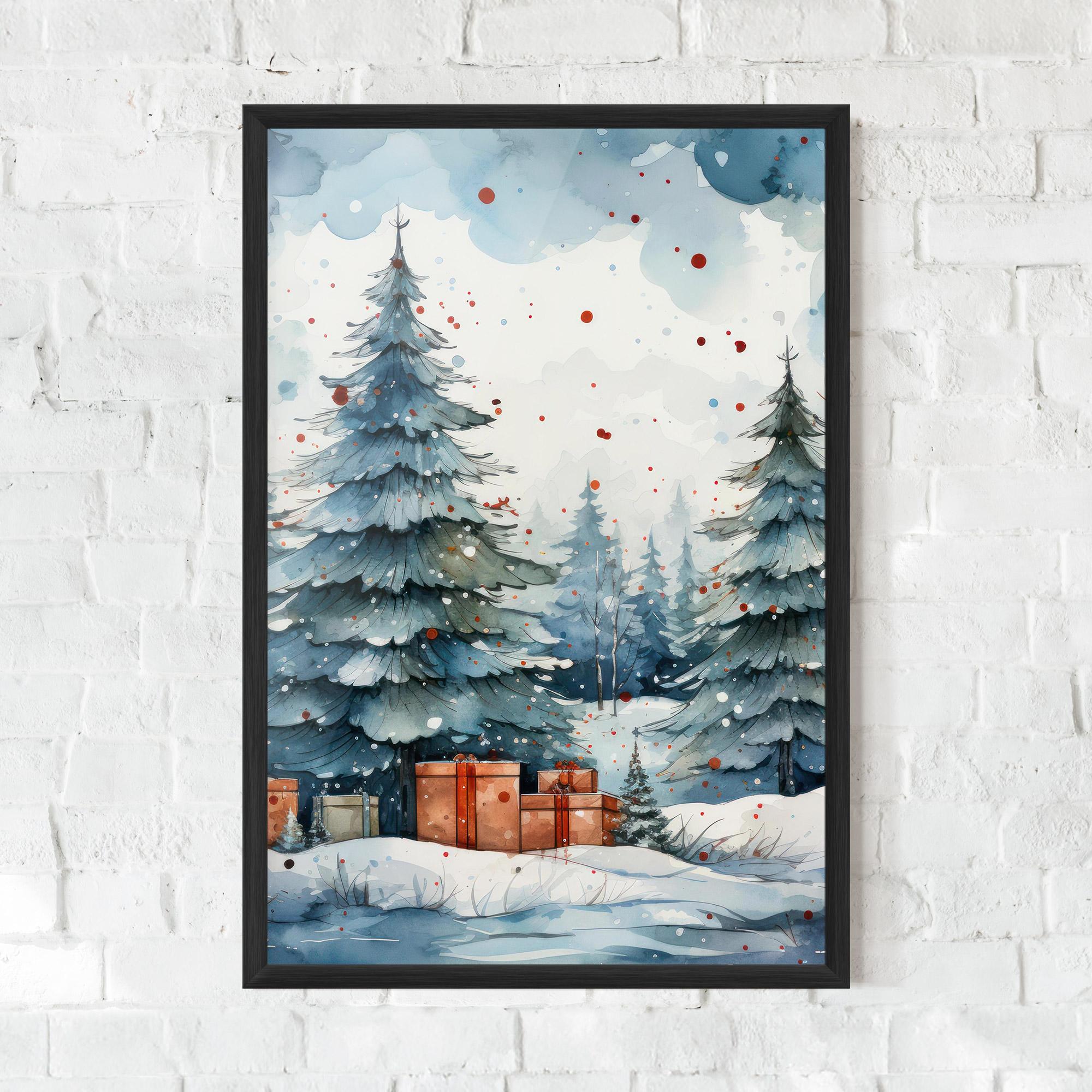 Poster Înrămat Watercolor Christmas mockup 0