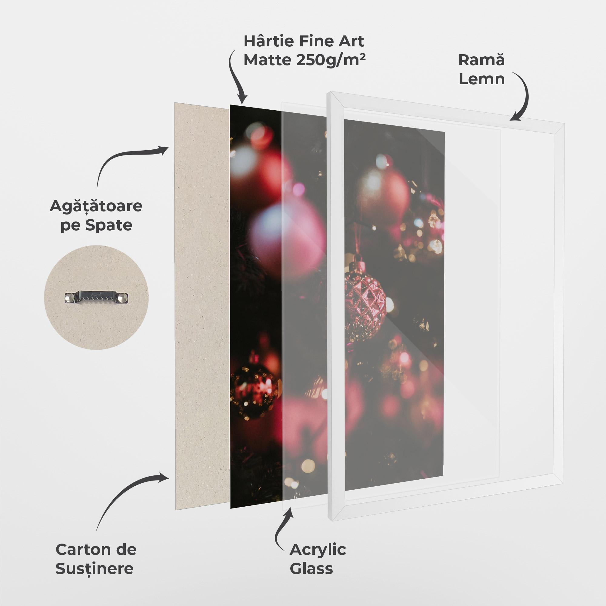 Poster Înrămat Dark Pink Christmas Balls mockup 1