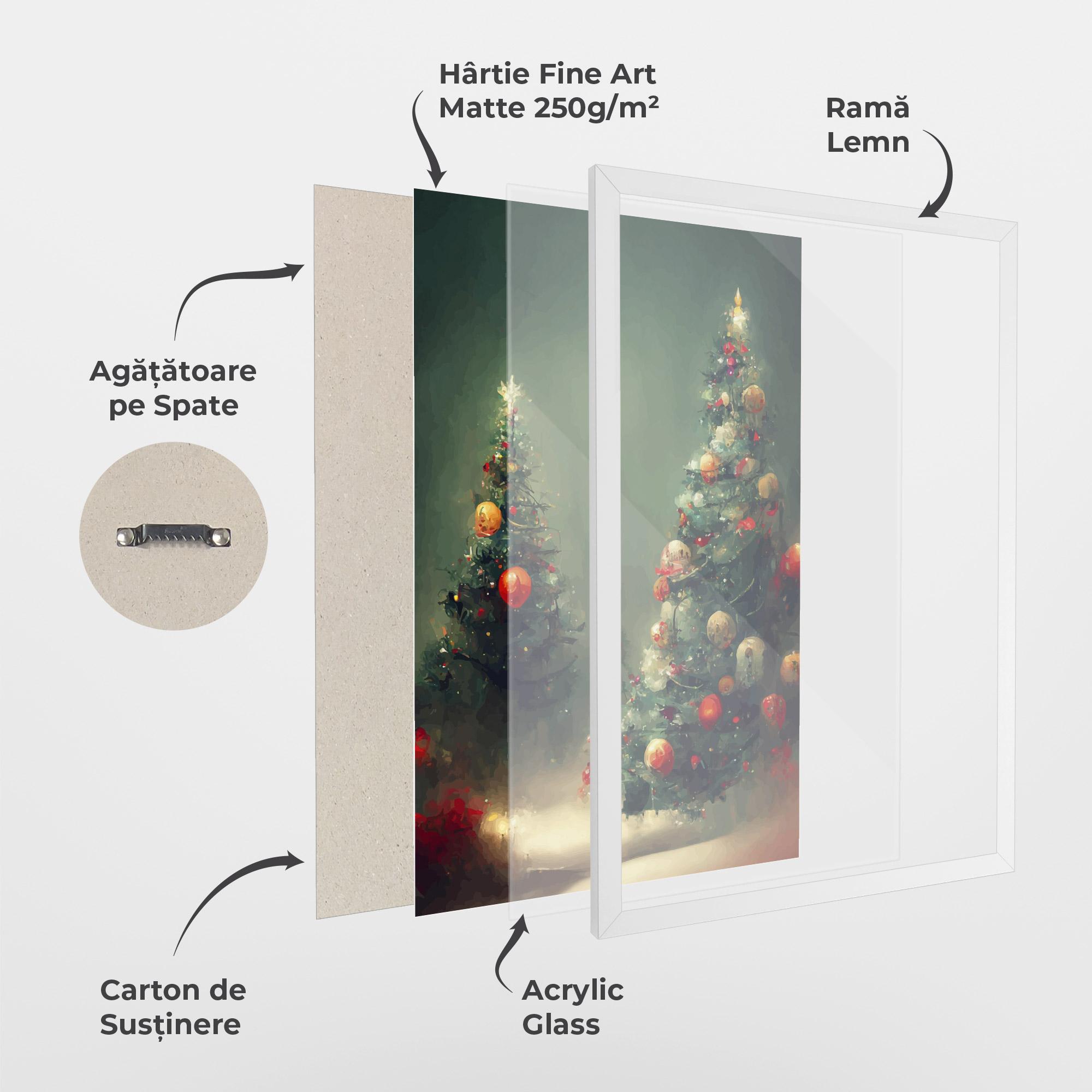 Poster Înrămat Snow Trees With Lights mockup 1