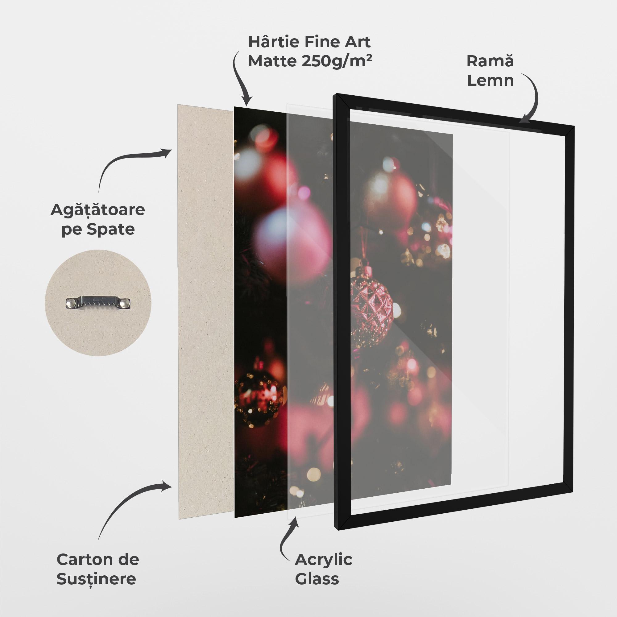 Poster Înrămat Dark Pink Christmas Balls mockup 1