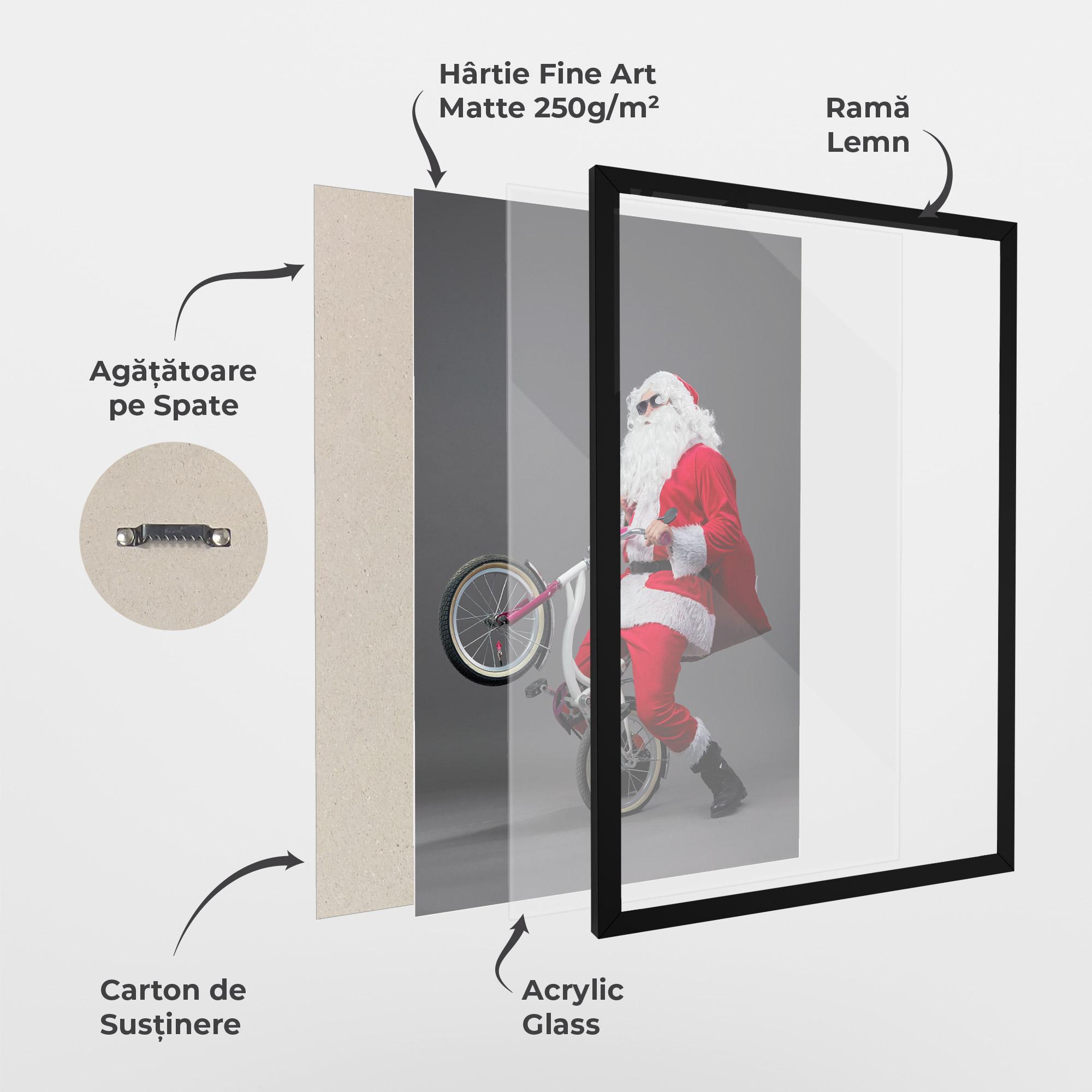 Poster Înrămat Santa Rides Bicycle mockup 1