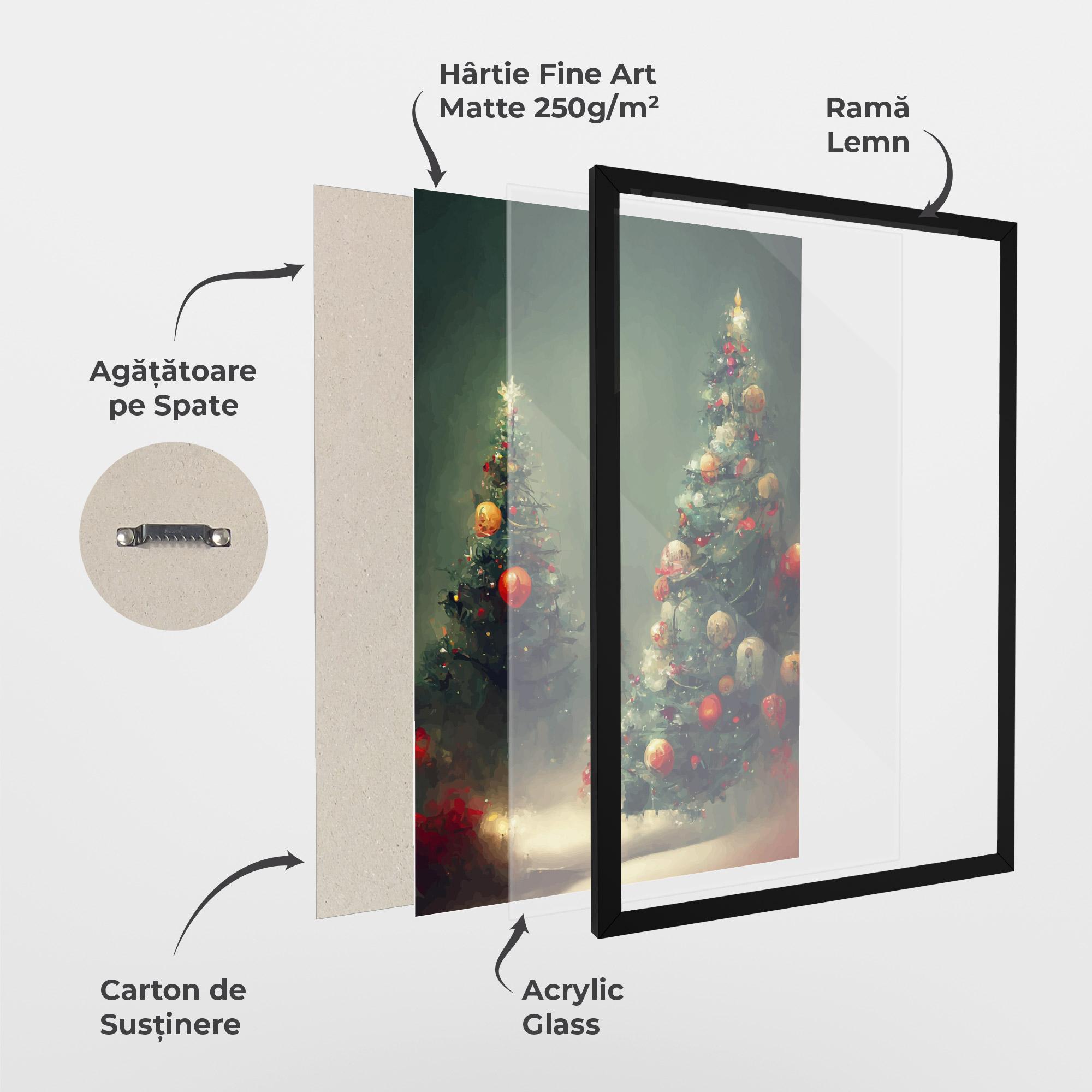 Poster Înrămat Snow Trees With Lights mockup 1