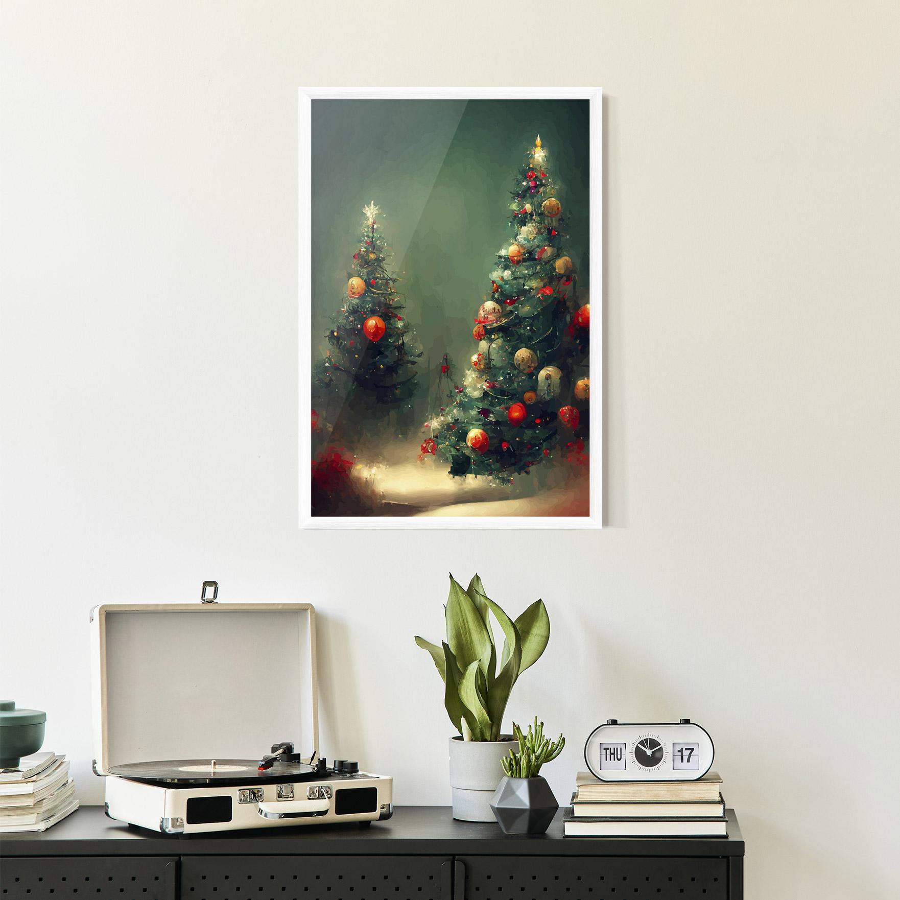 Poster Înrămat Snow Trees With Lights mockup 2
