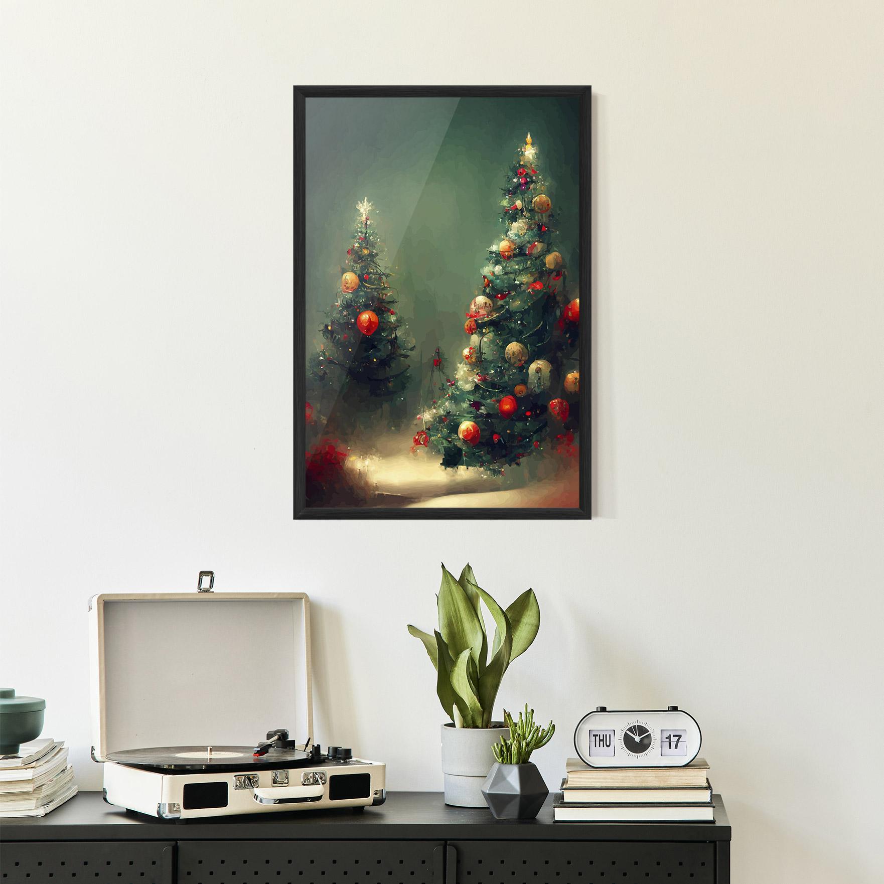 Poster Înrămat Snow Trees With Lights mockup 2