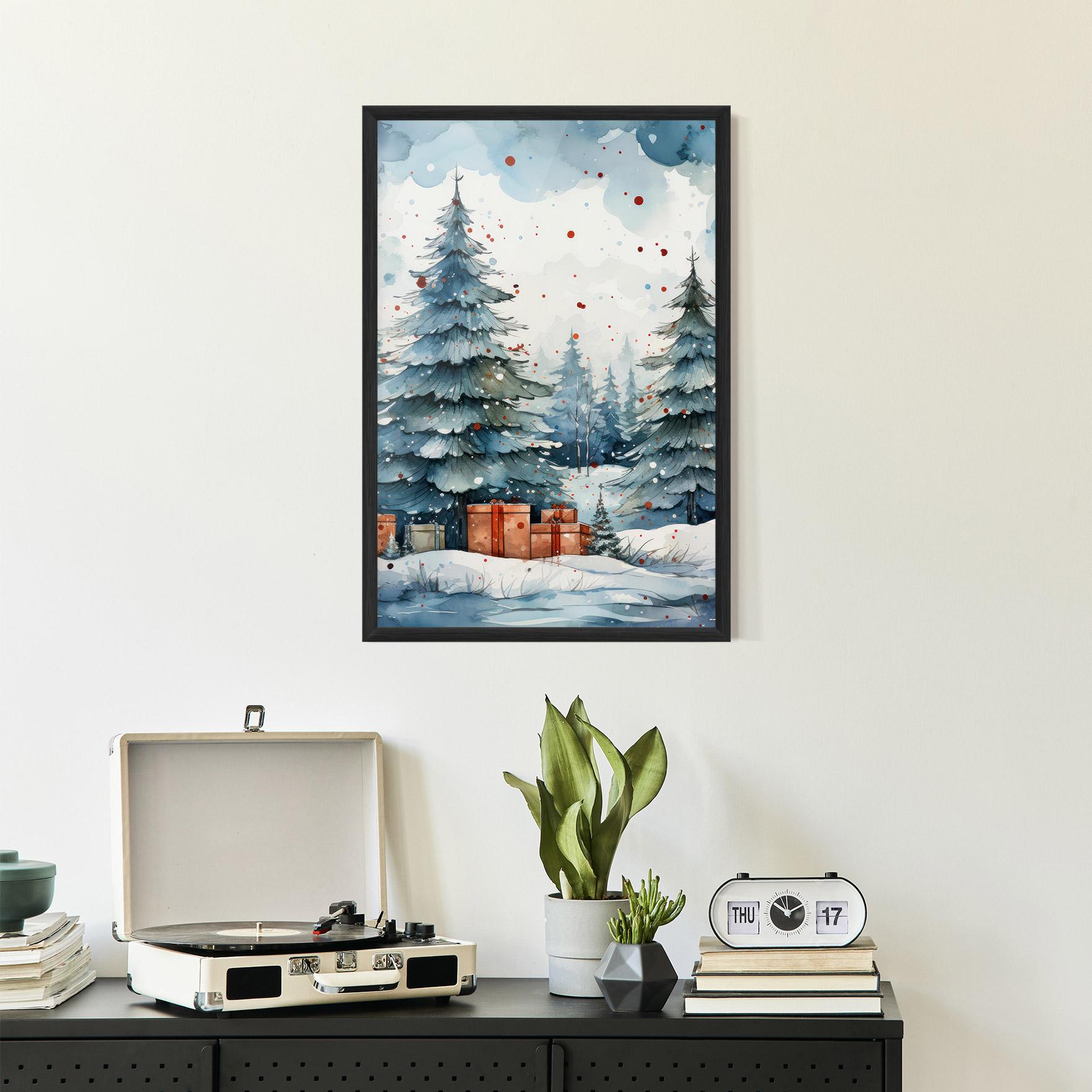 Poster Înrămat Watercolor Christmas mockup 2