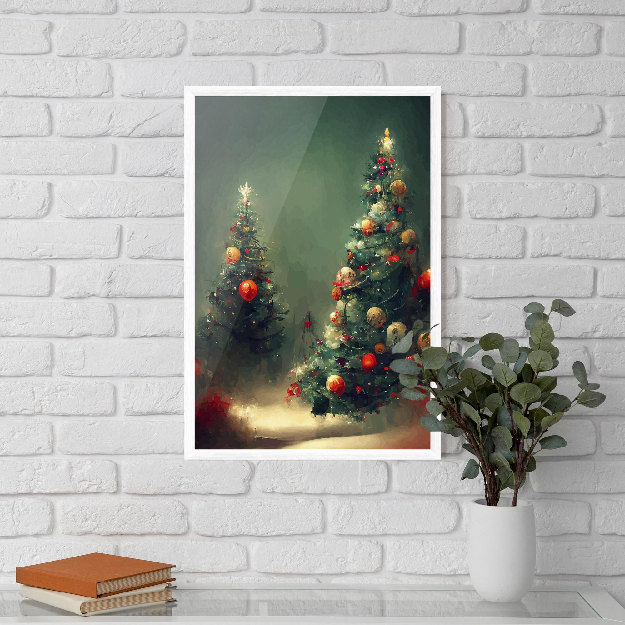 Poster Înrămat Snow Trees With Lights mockup 5