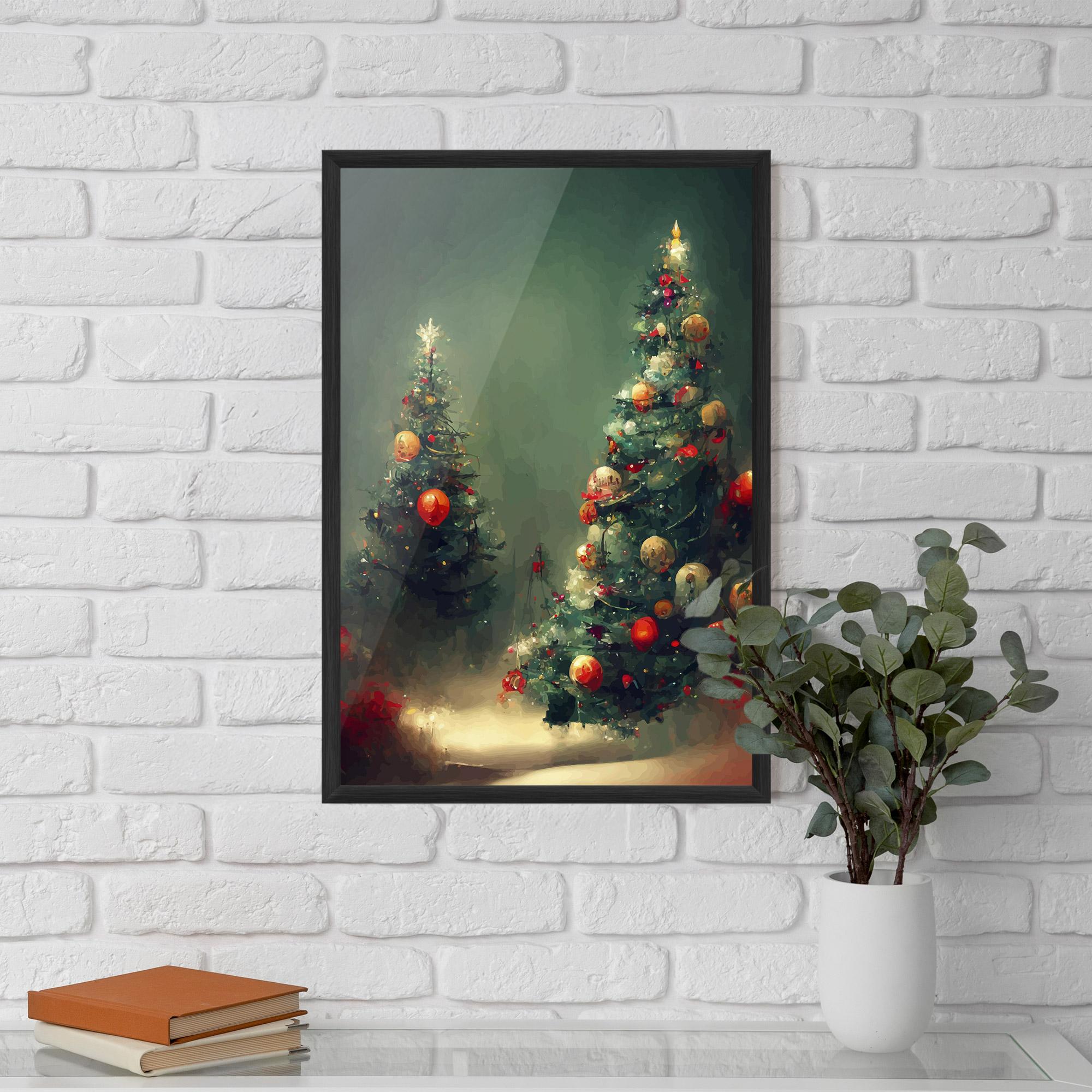Poster Înrămat Snow Trees With Lights mockup 5