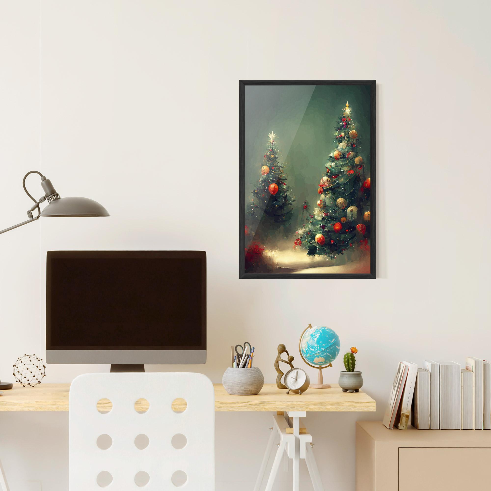 Poster Înrămat Snow Trees With Lights mockup 6