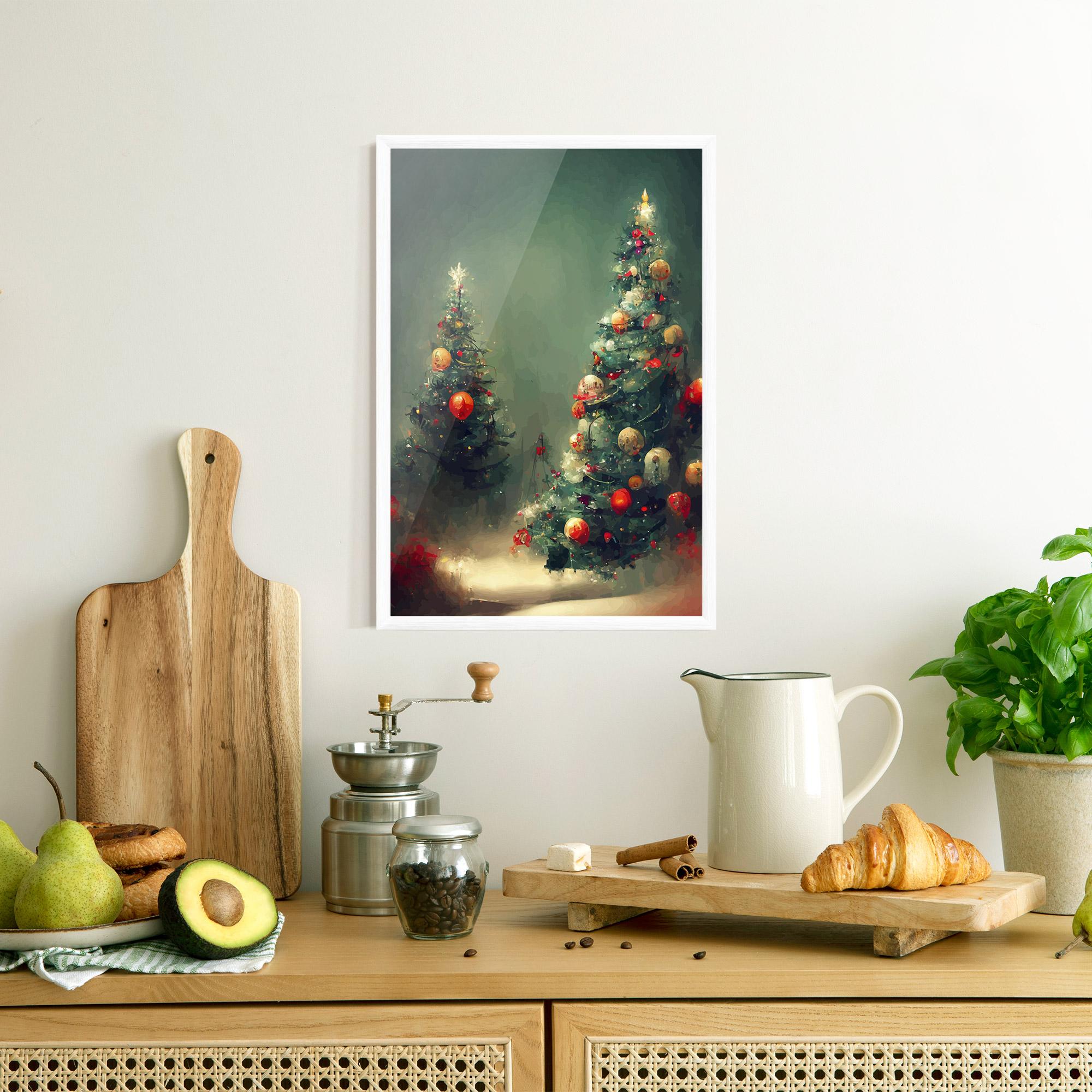 Poster Înrămat Snow Trees With Lights mockup 8