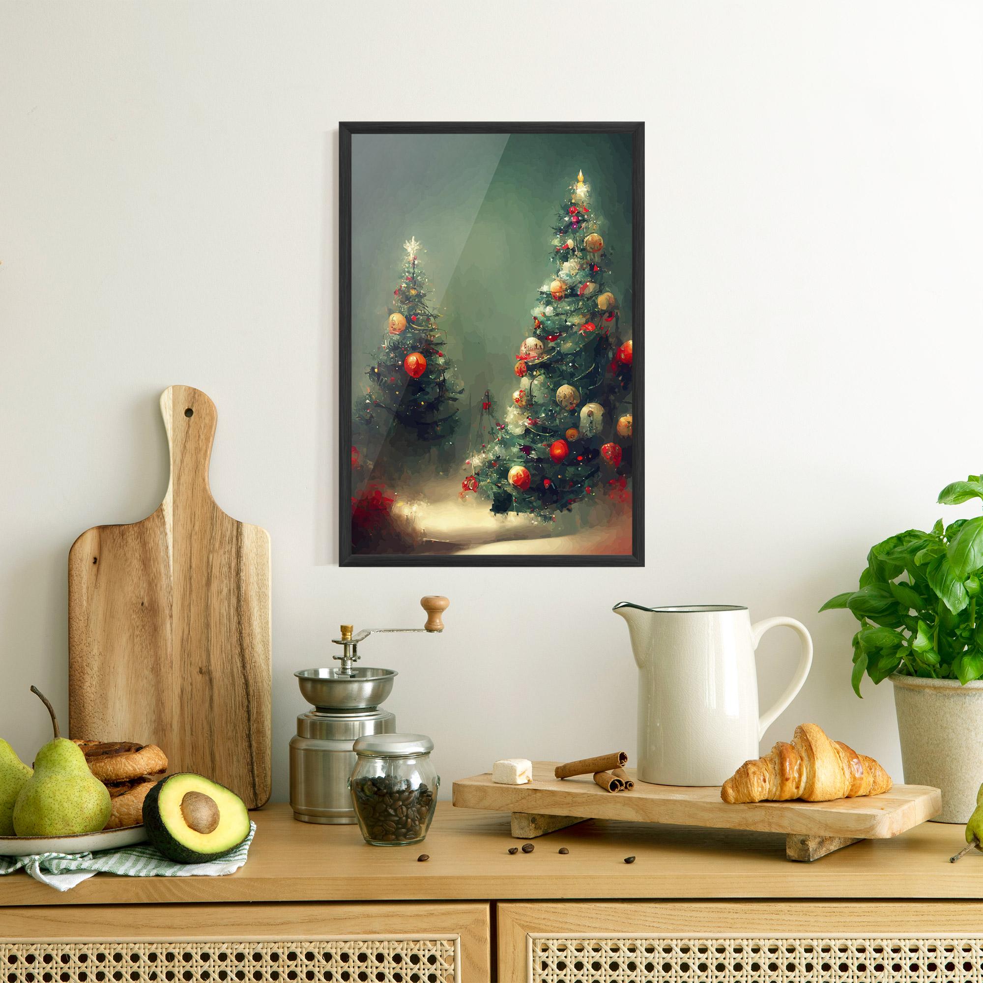 Poster Înrămat Snow Trees With Lights mockup 8