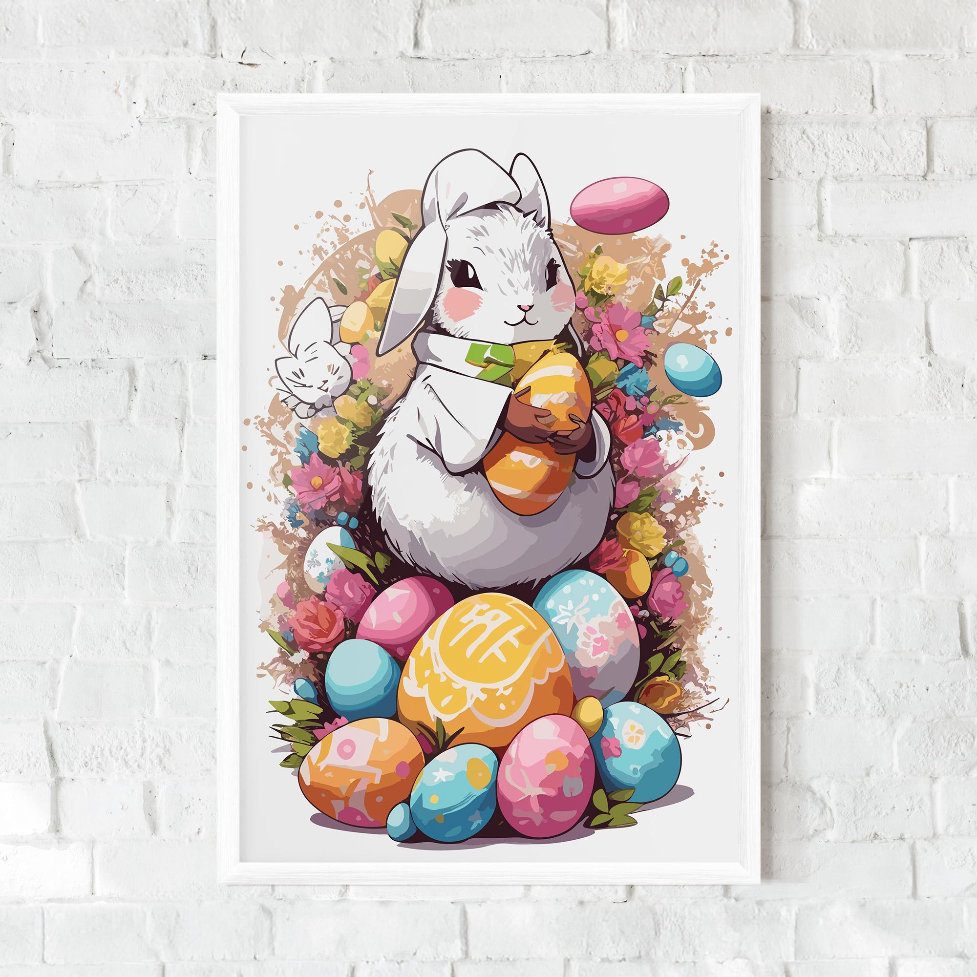 Poster Înrămat White Easter Bunny mockup 0