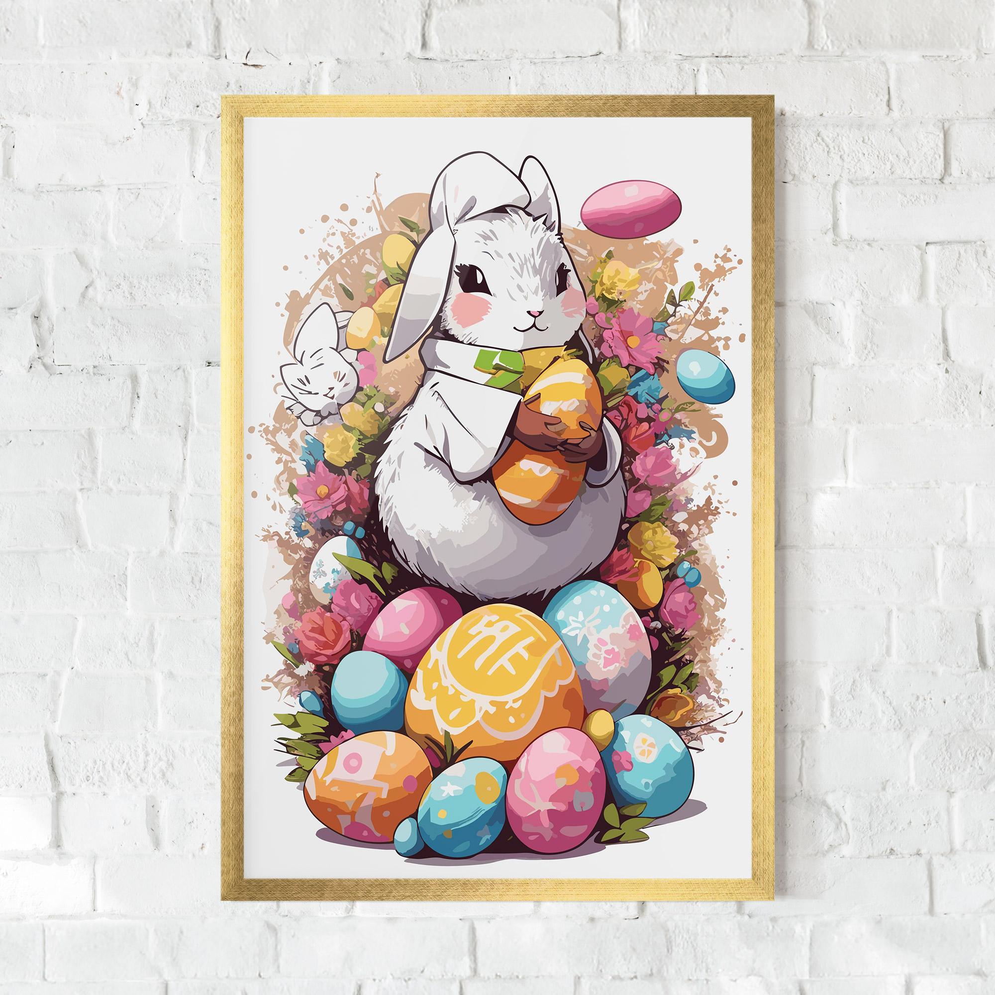 Poster Înrămat White Easter Bunny mockup 0