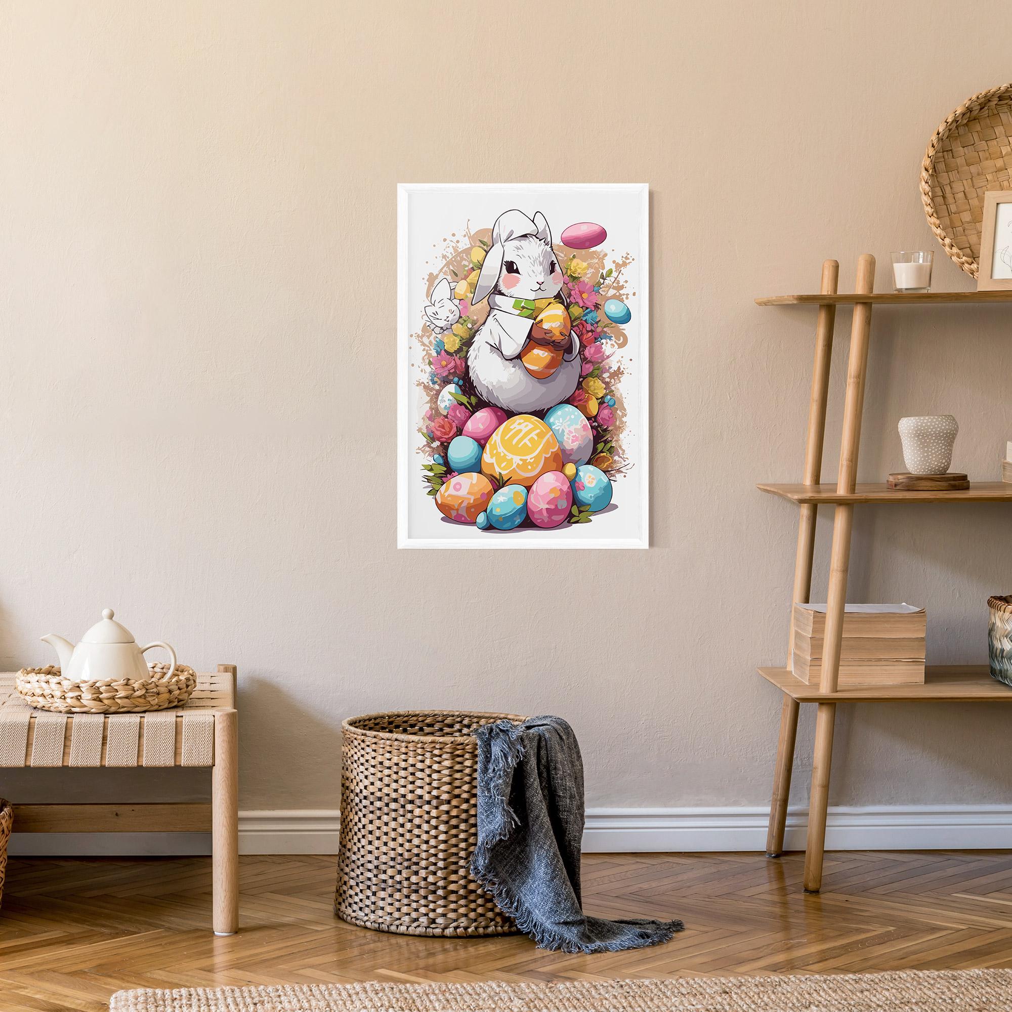 Poster Înrămat White Easter Bunny mockup 9