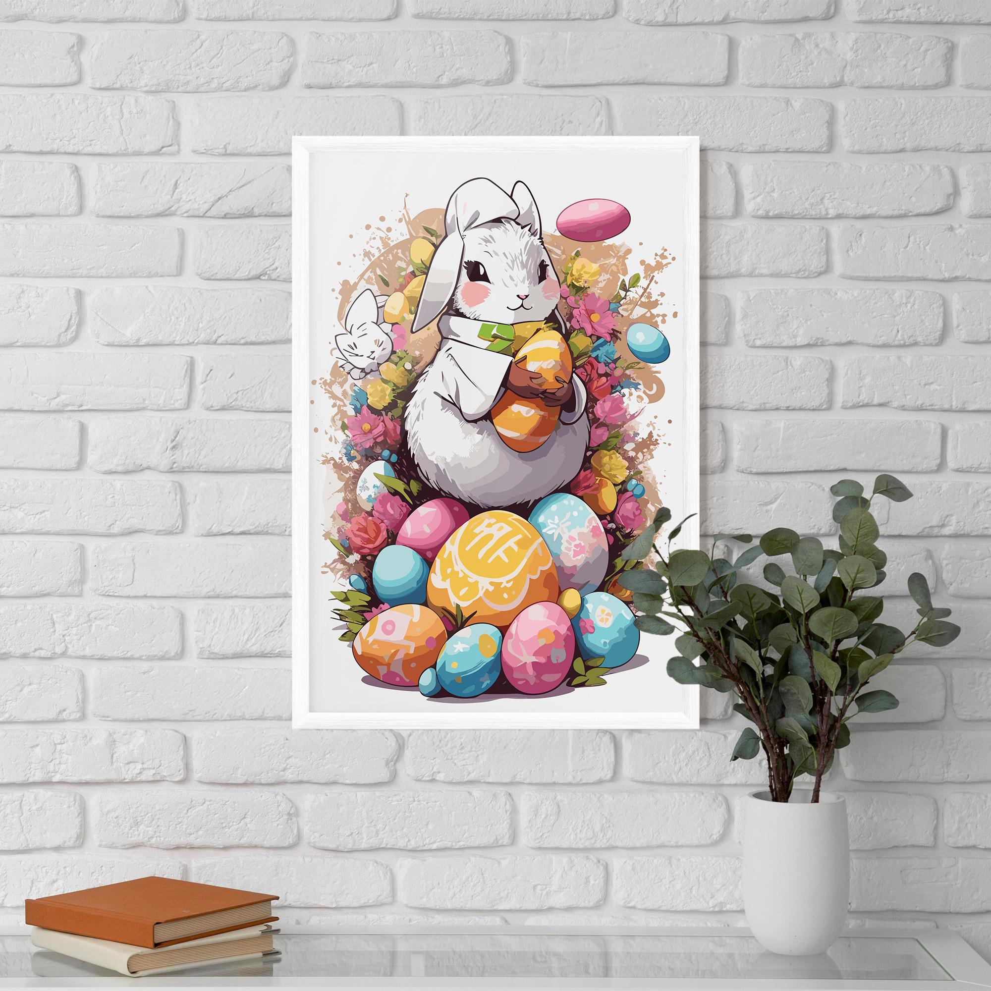Poster Înrămat White Easter Bunny mockup 5