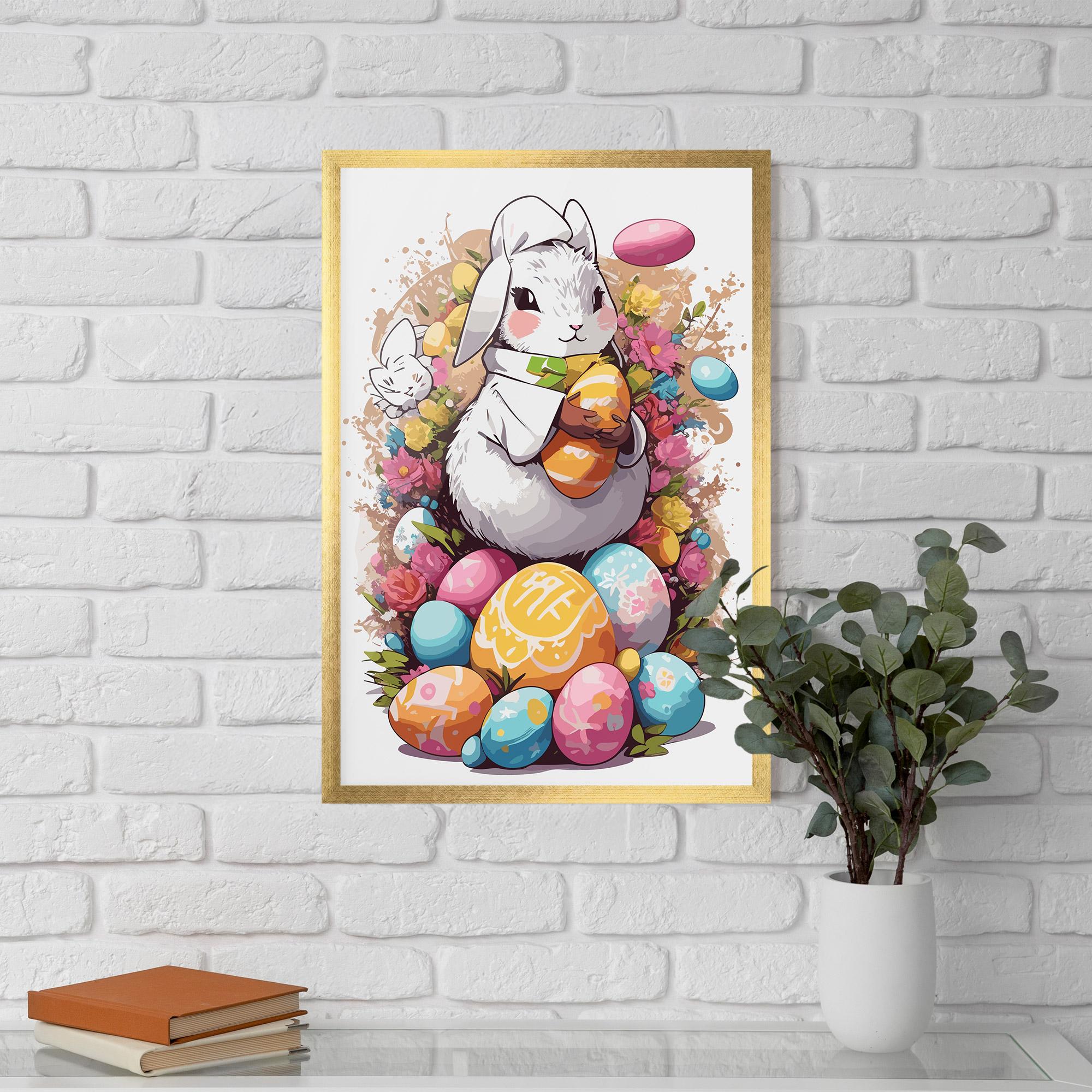 Poster Înrămat White Easter Bunny mockup 5