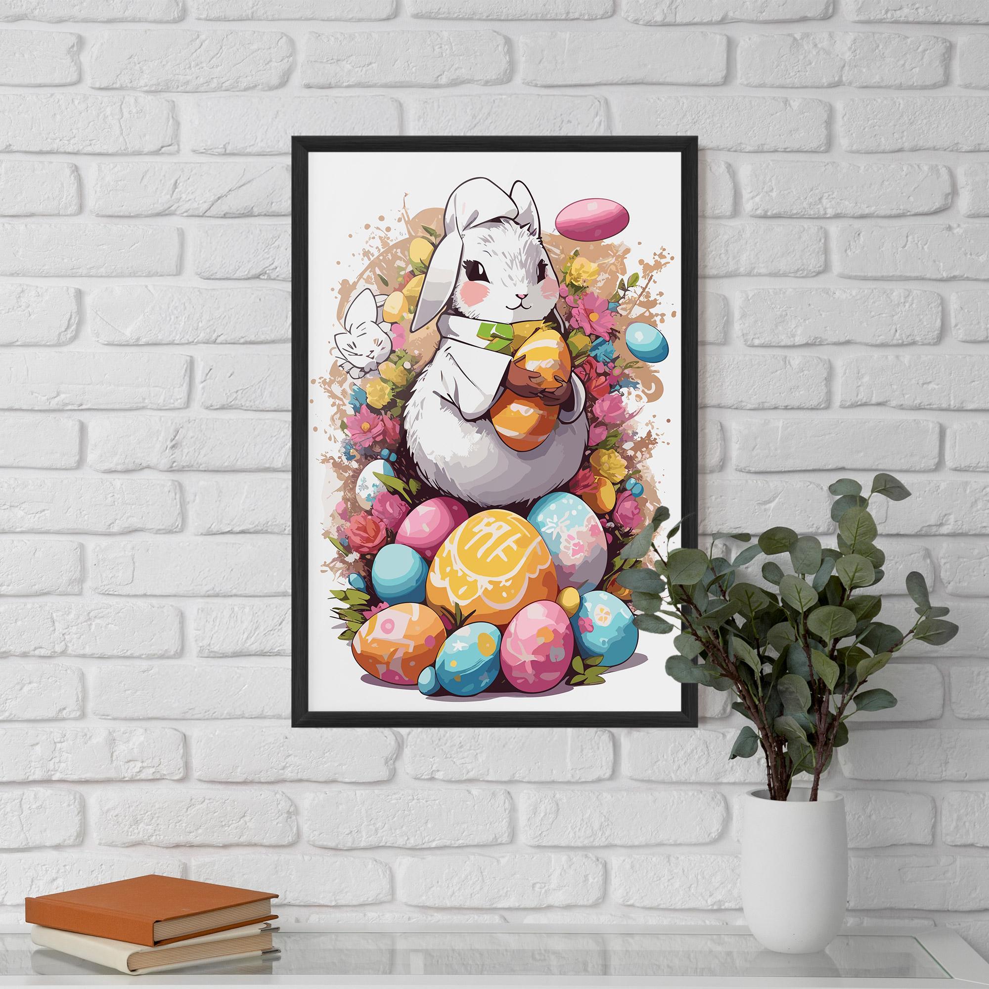 Poster Înrămat White Easter Bunny mockup 5