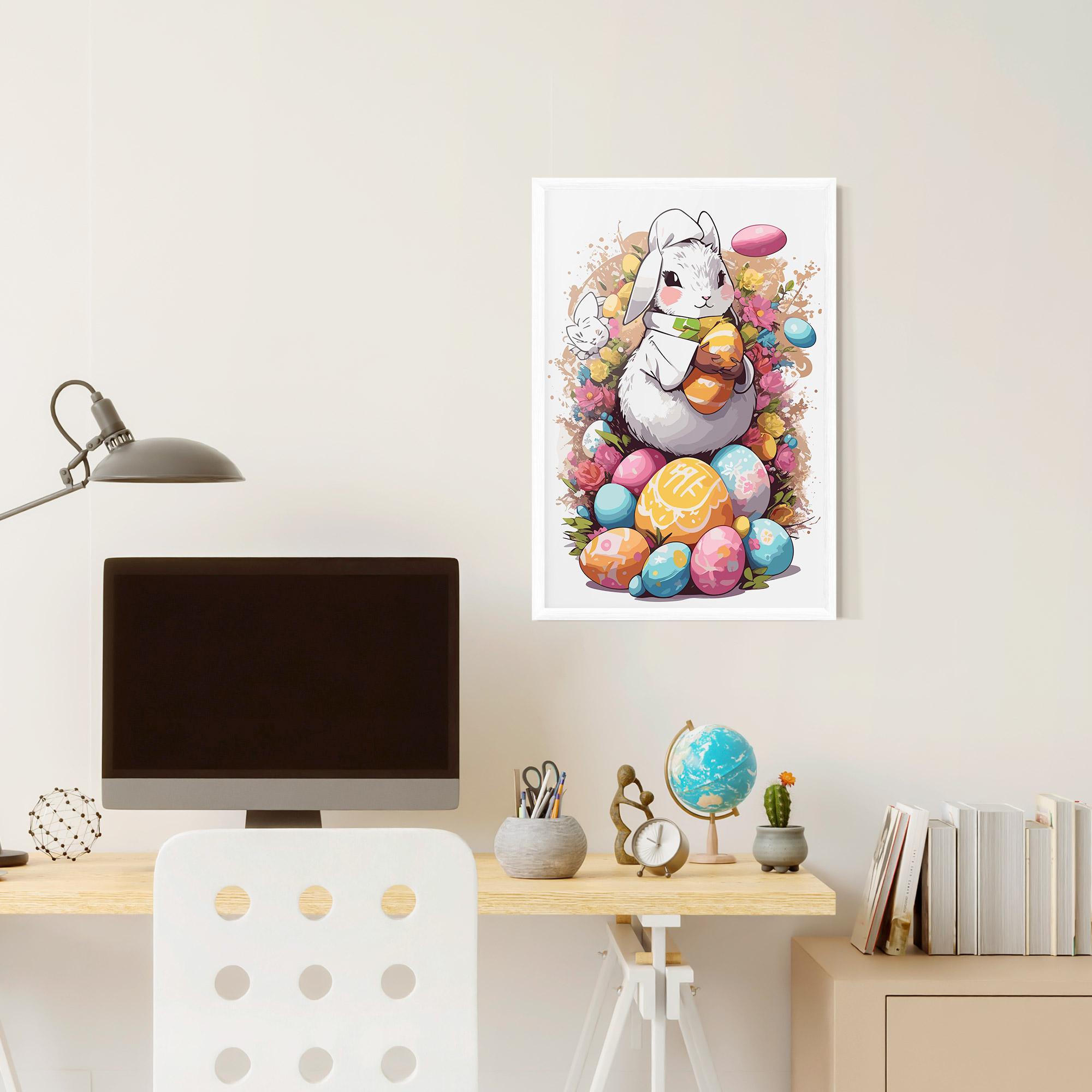 Poster Înrămat White Easter Bunny mockup 6
