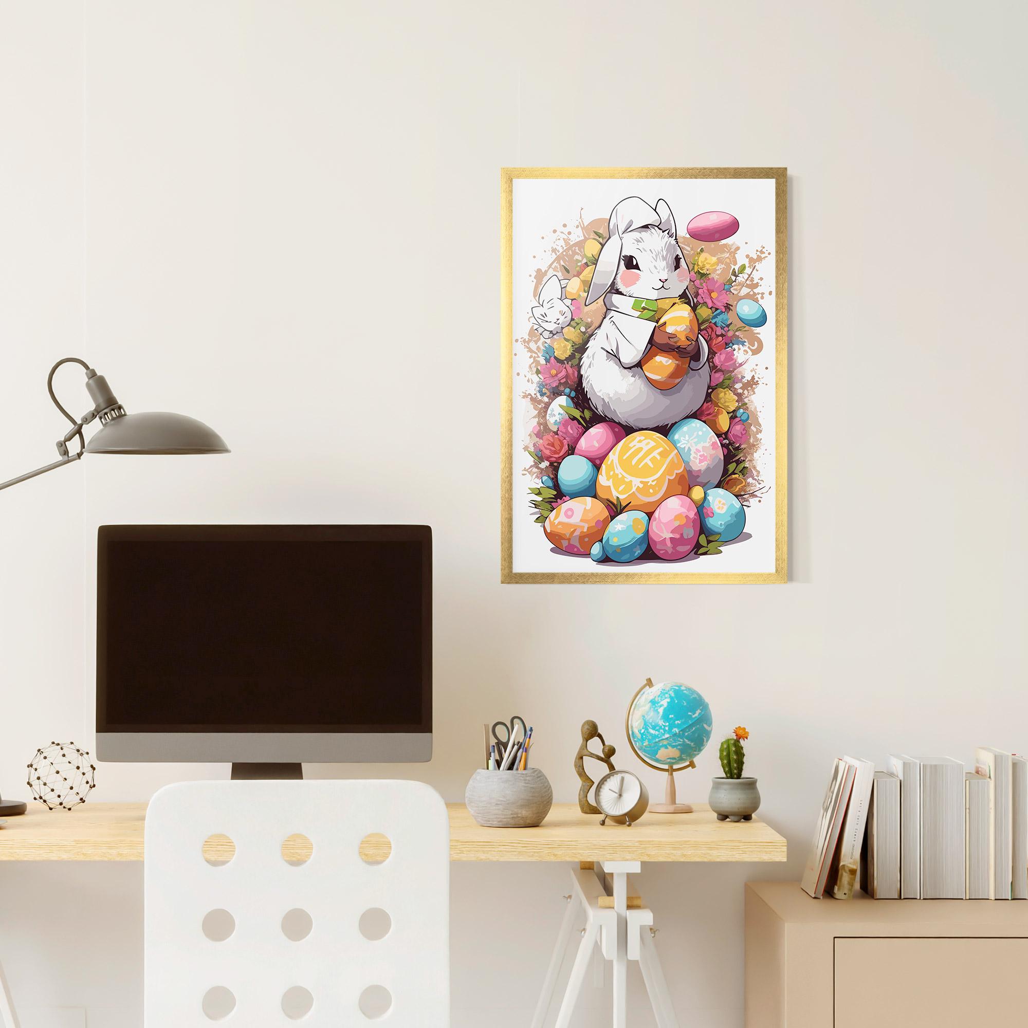 Poster Înrămat White Easter Bunny mockup 6
