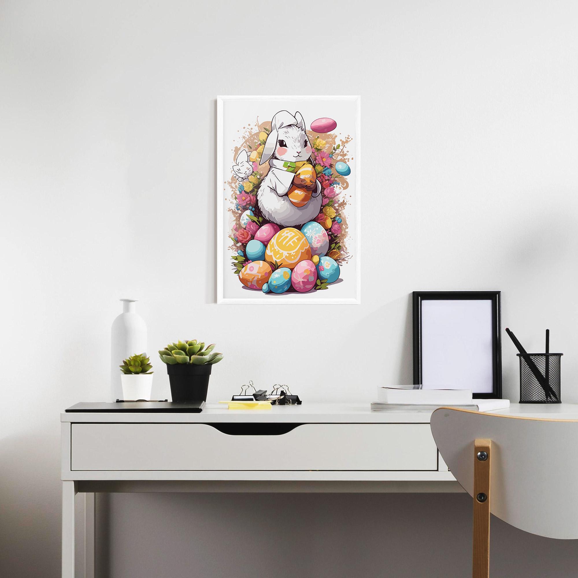 Poster Înrămat White Easter Bunny mockup 7