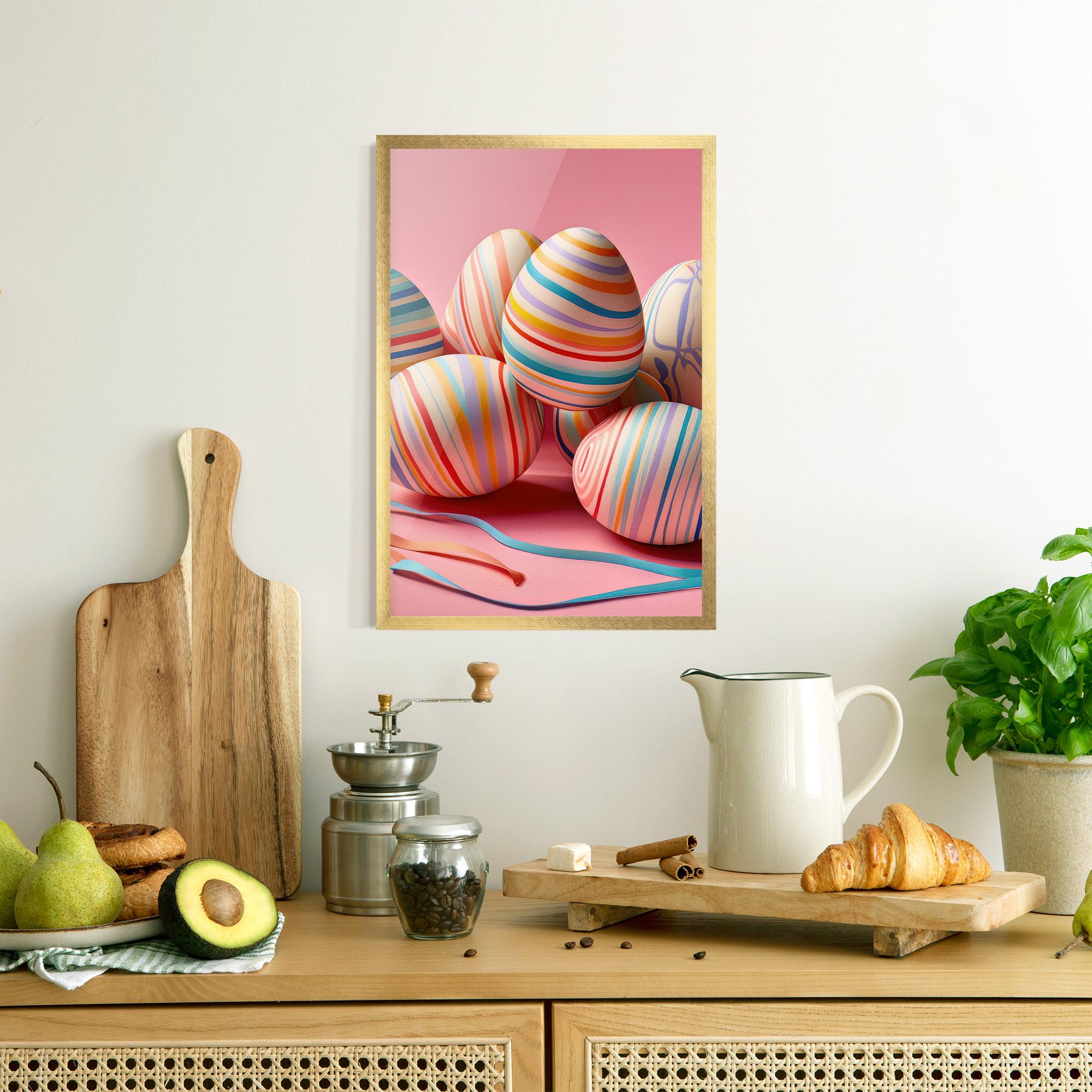 Poster Înrămat Easter Eggs Ribbons mockup 8