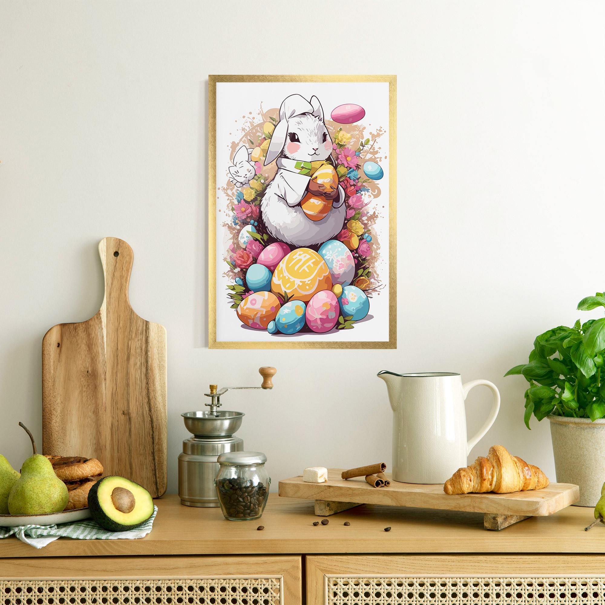 Poster Înrămat White Easter Bunny mockup 8