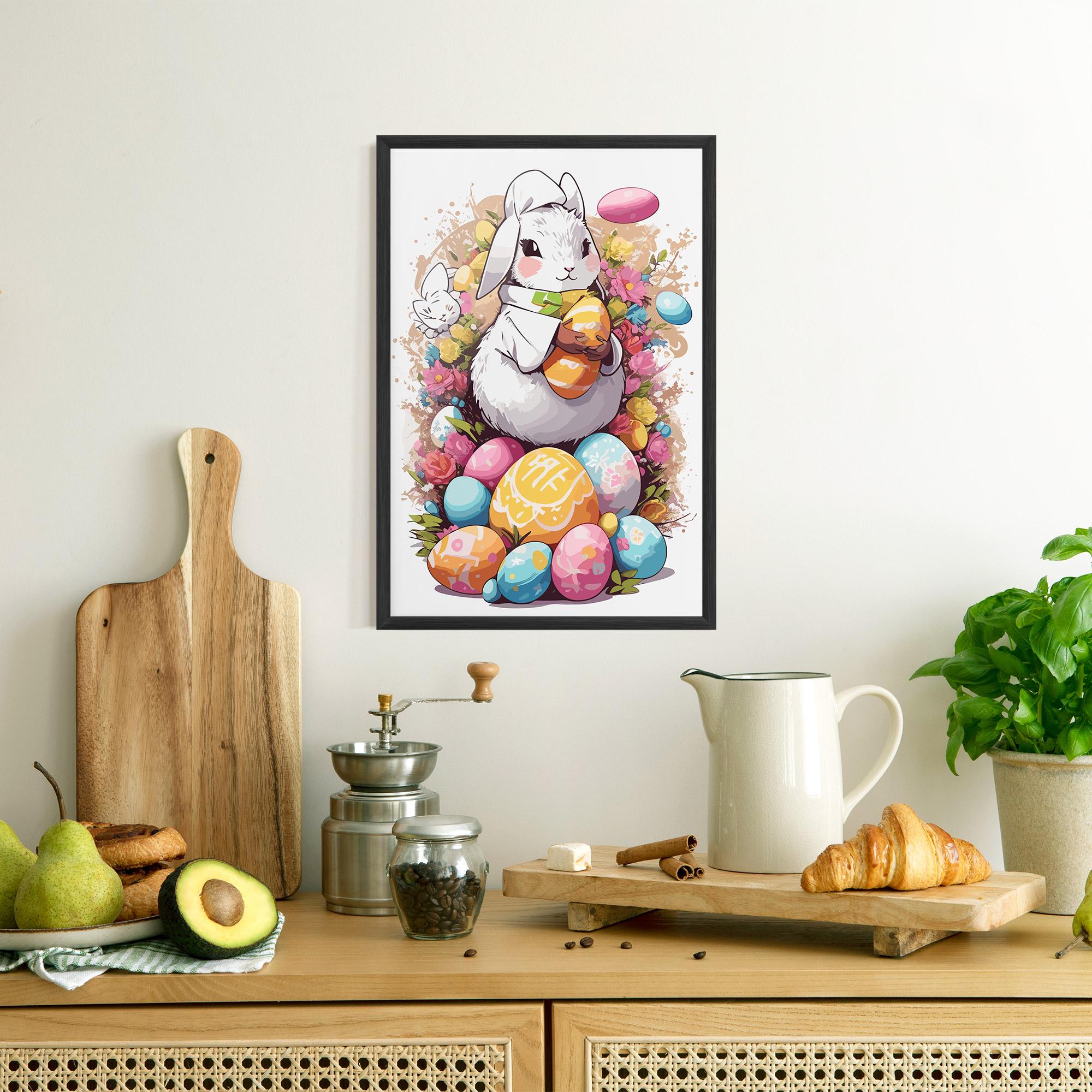 Poster Înrămat White Easter Bunny mockup 8