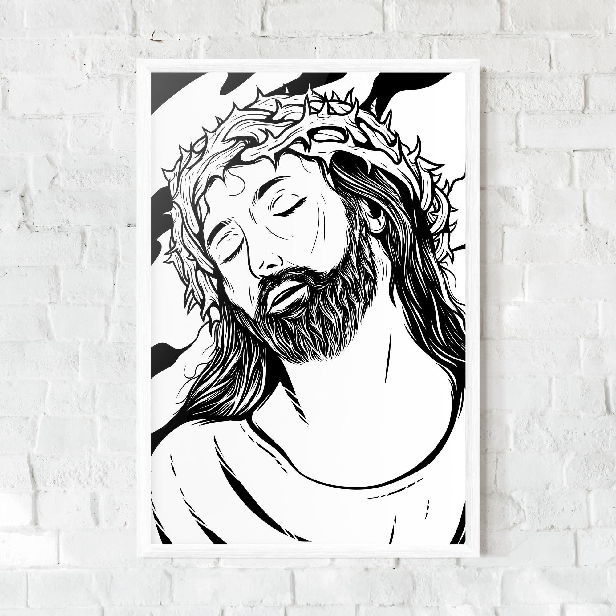 Poster Înrămat Black White Jesus mockup 0