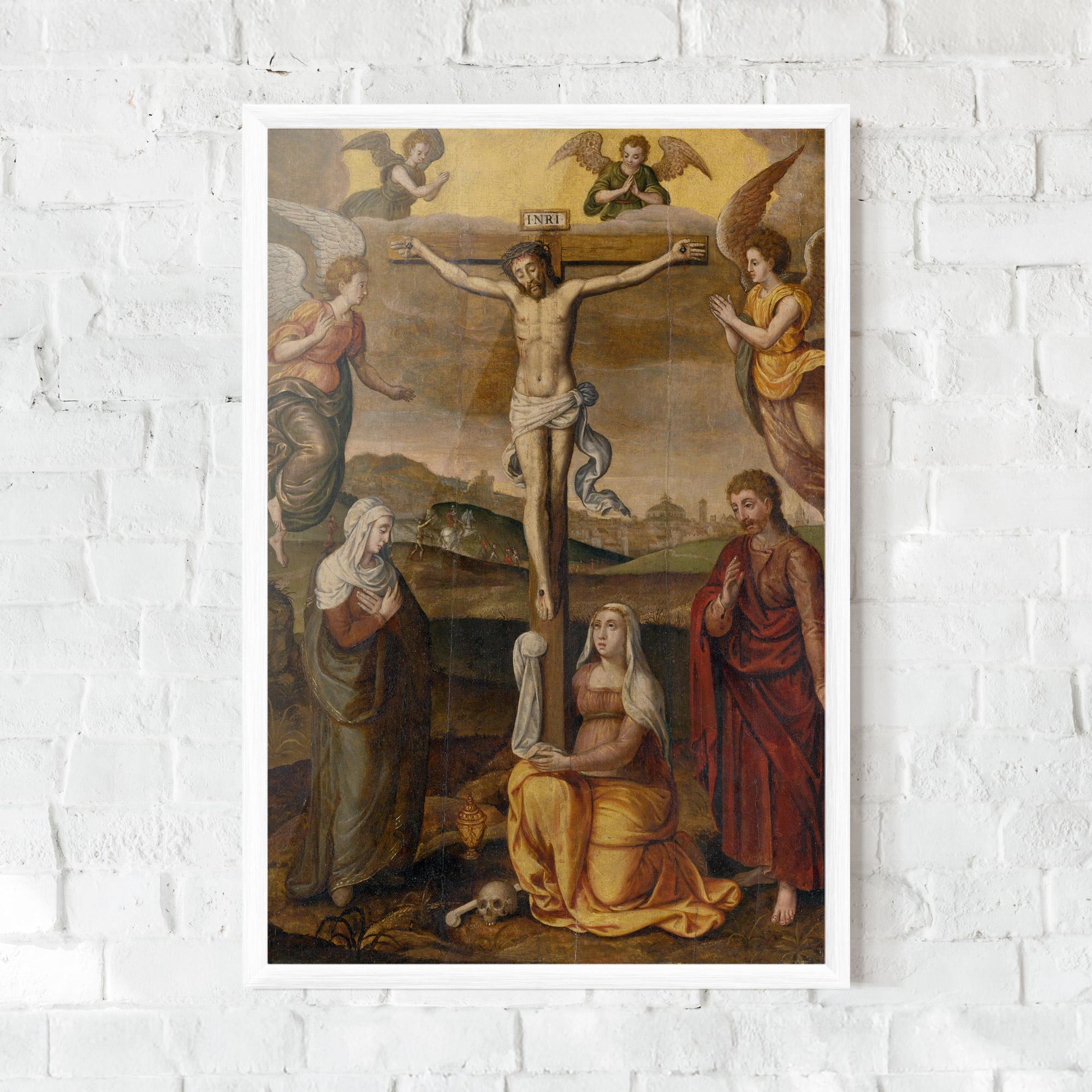Poster Înrămat Holding Cross Jesus mockup 0