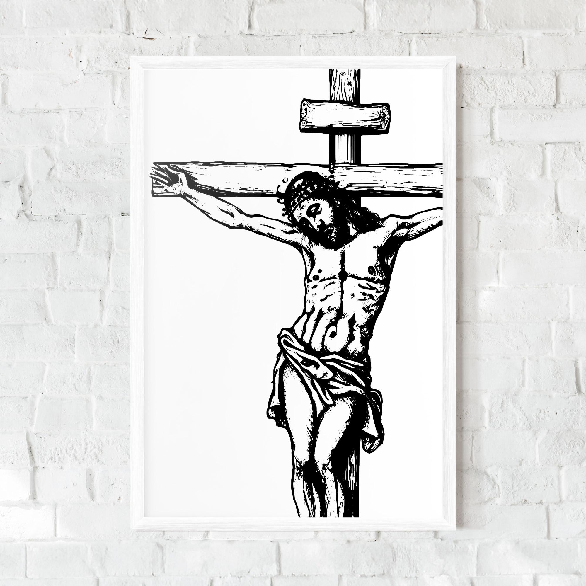 Poster Înrămat Jesus Black Line mockup 0