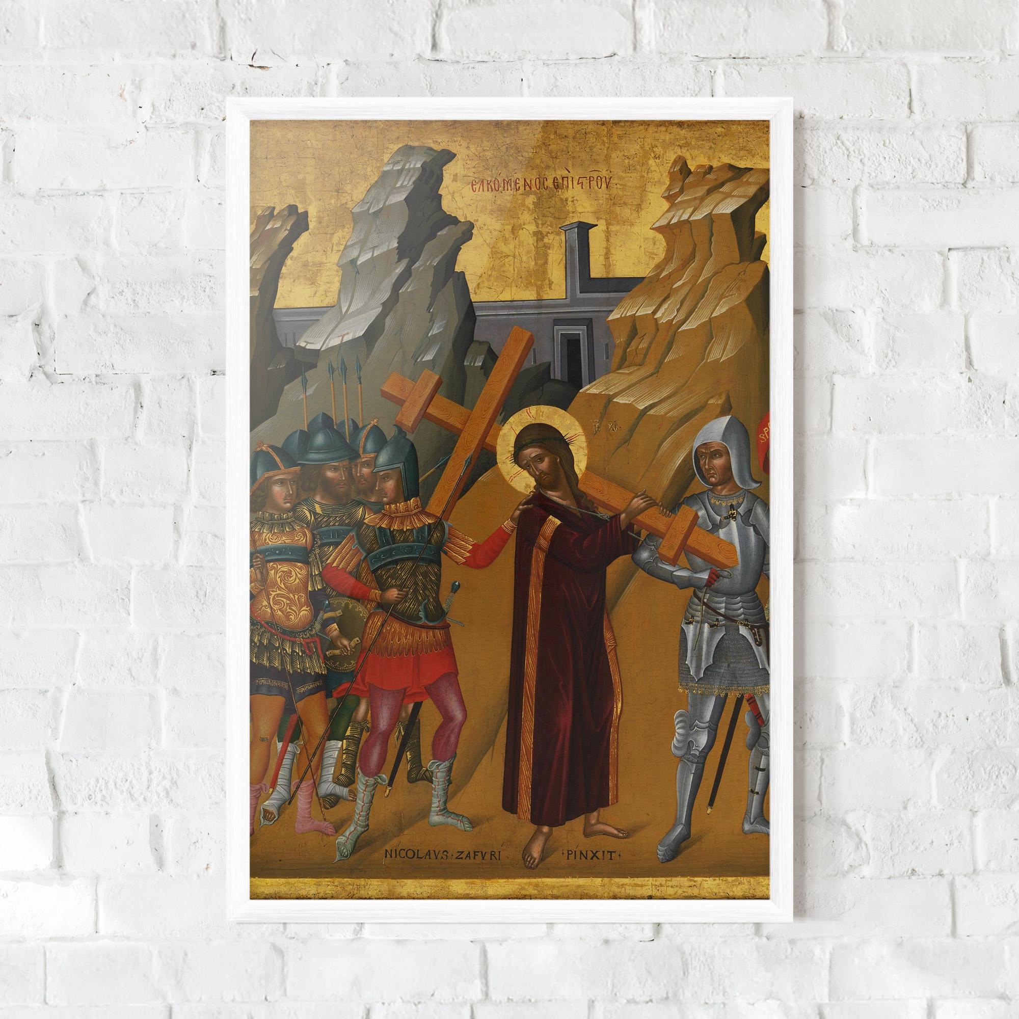 Poster Înrămat Walking With Cross mockup 0