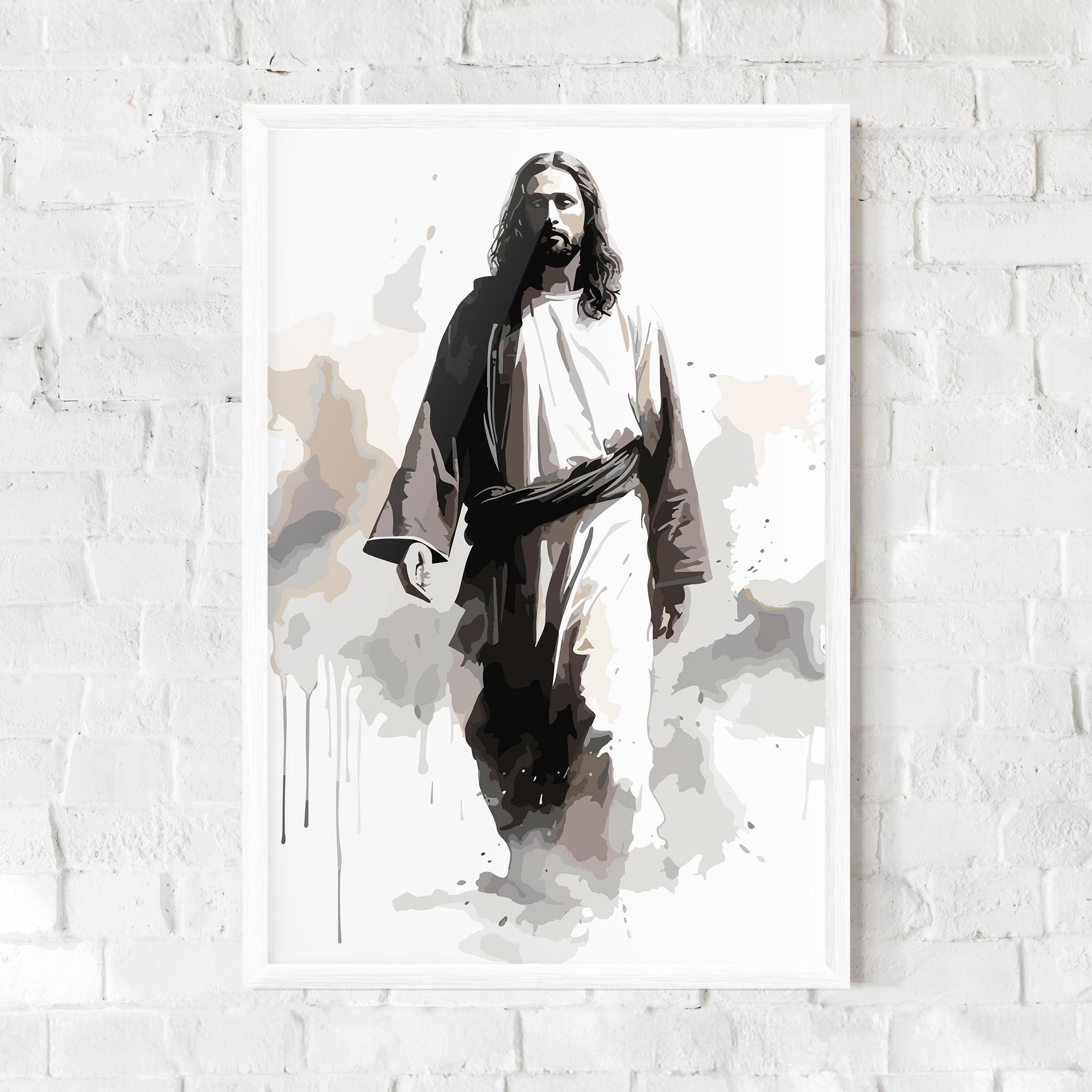 Poster Înrămat Watercolor Jesus mockup 0