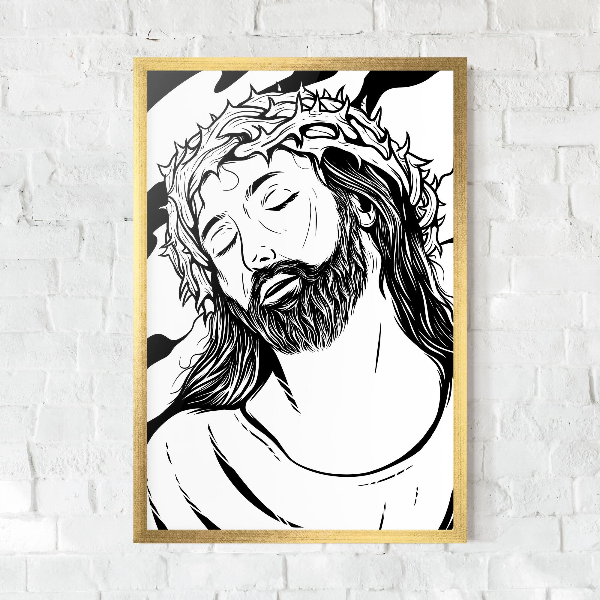 Poster Înrămat Black White Jesus mockup 0