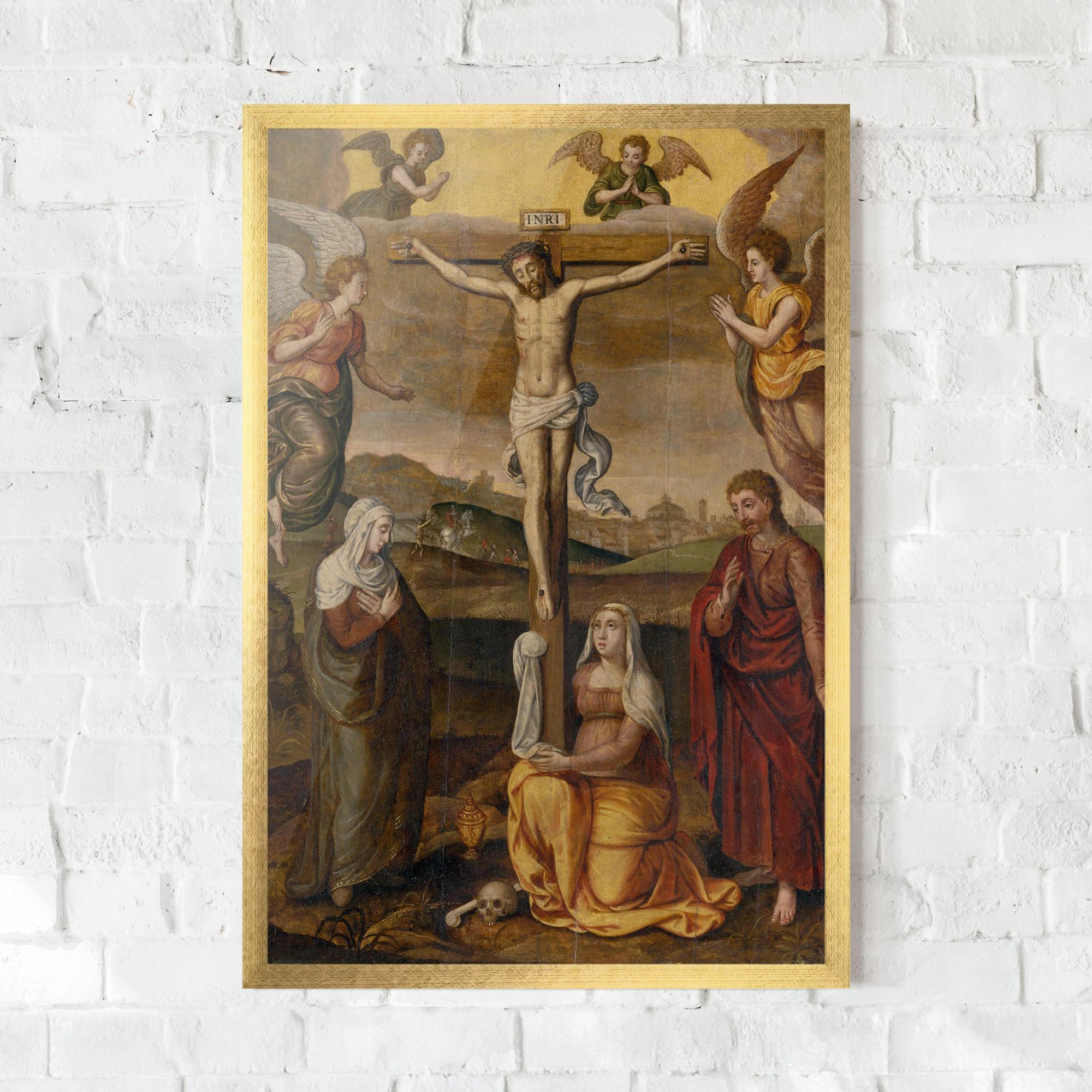 Poster Înrămat Holding Cross Jesus mockup 0