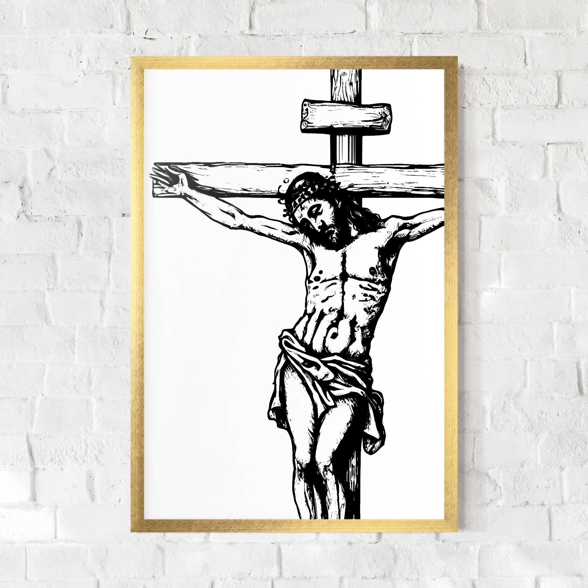 Poster Înrămat Jesus Black Line mockup 0