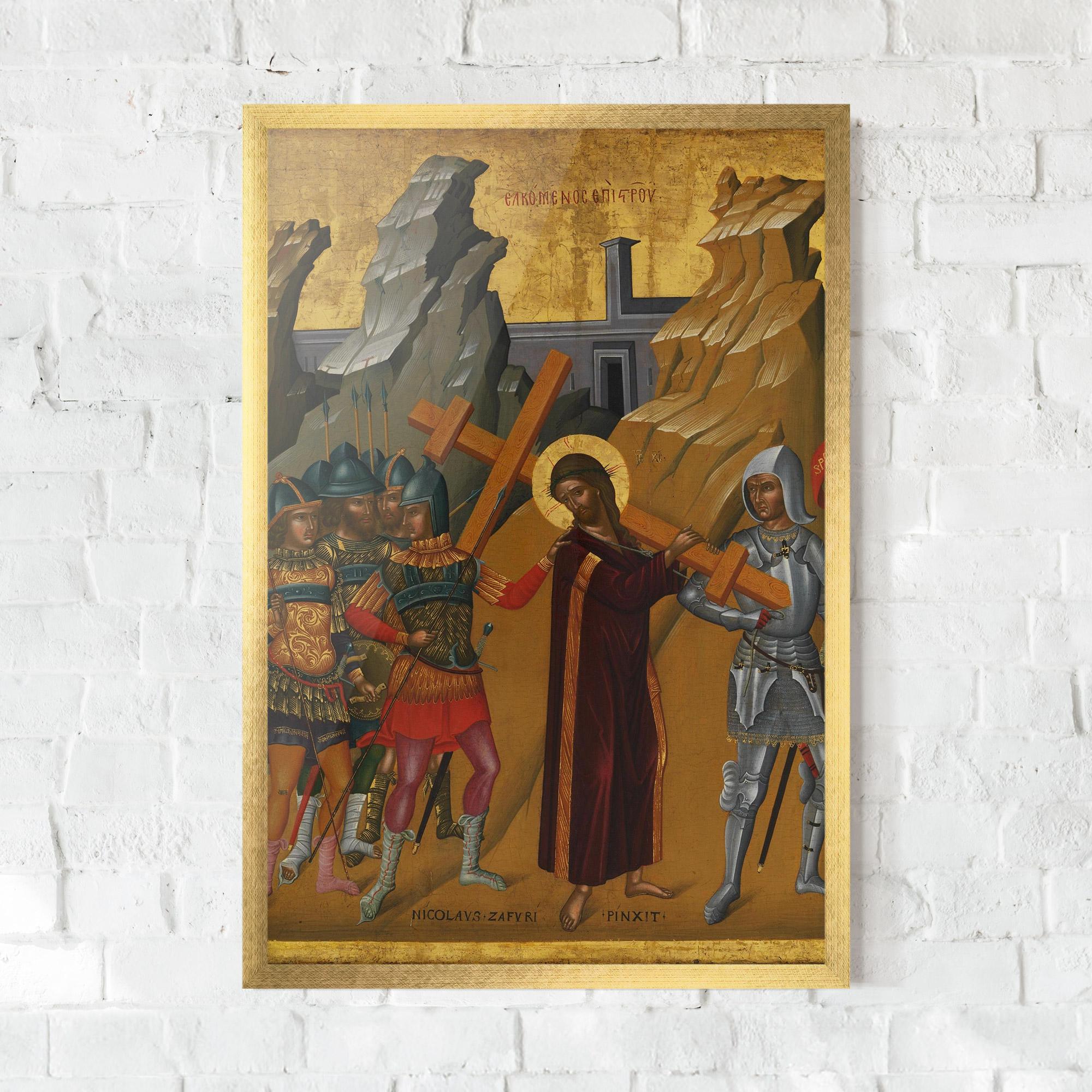 Poster Înrămat Walking With Cross mockup 0