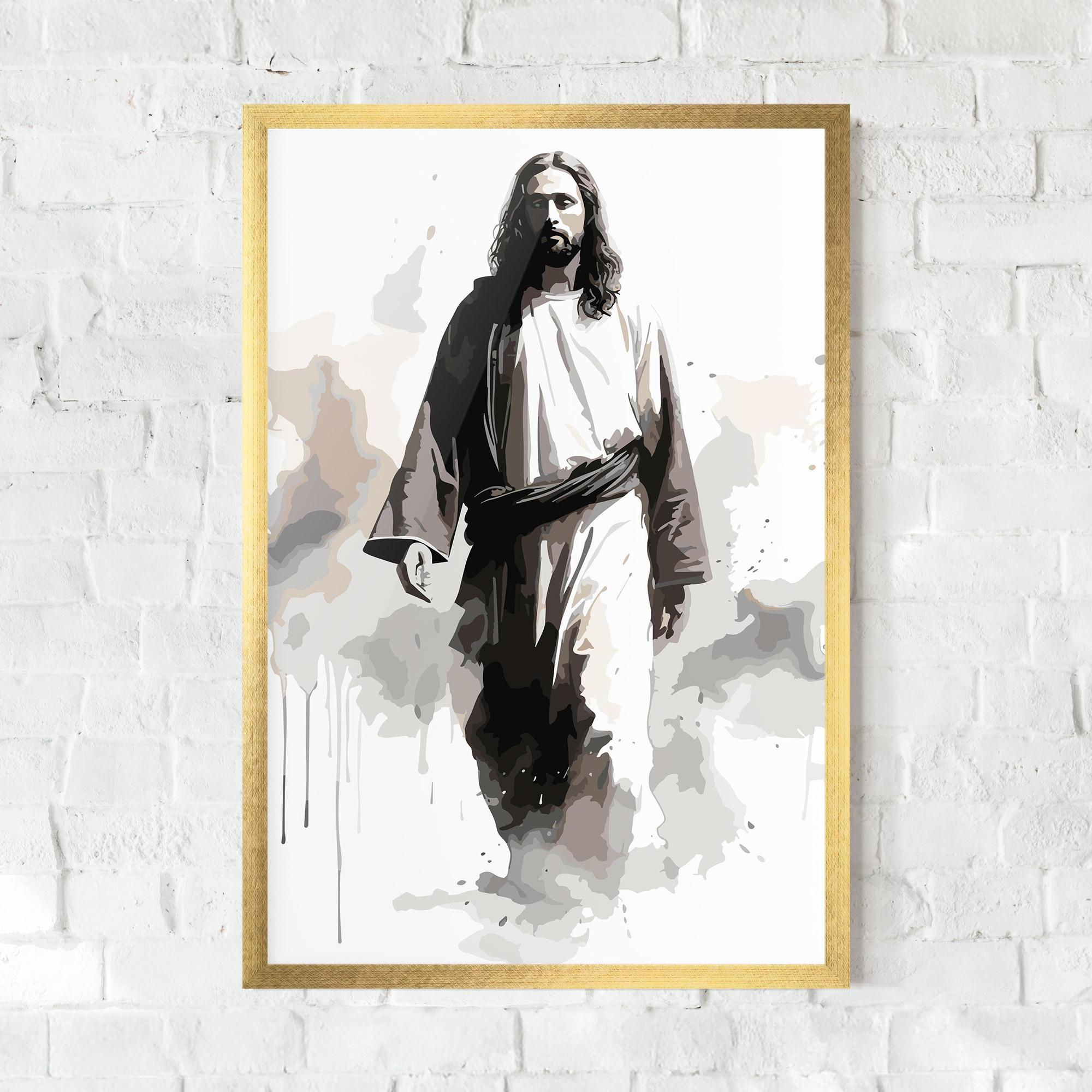 Poster Înrămat Watercolor Jesus mockup 0