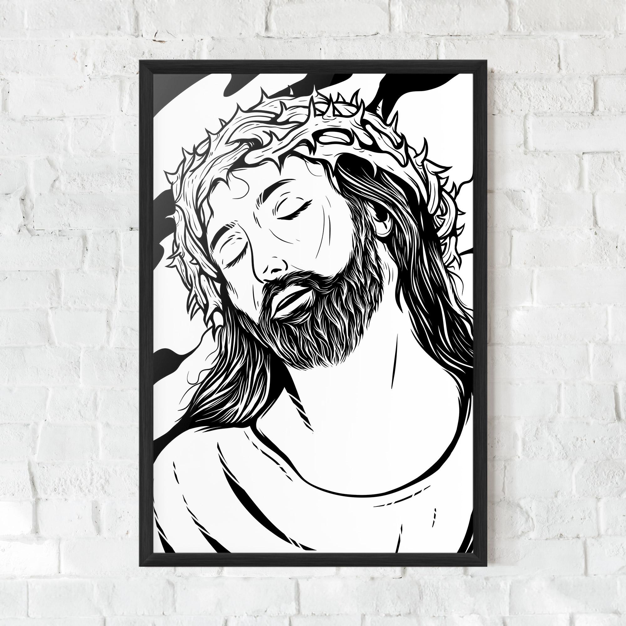 Poster Înrămat Black White Jesus mockup 0