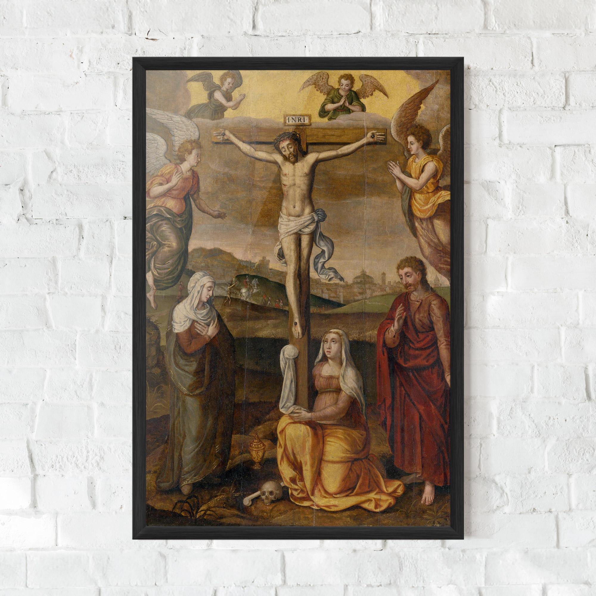 Poster Înrămat Holding Cross Jesus mockup 0