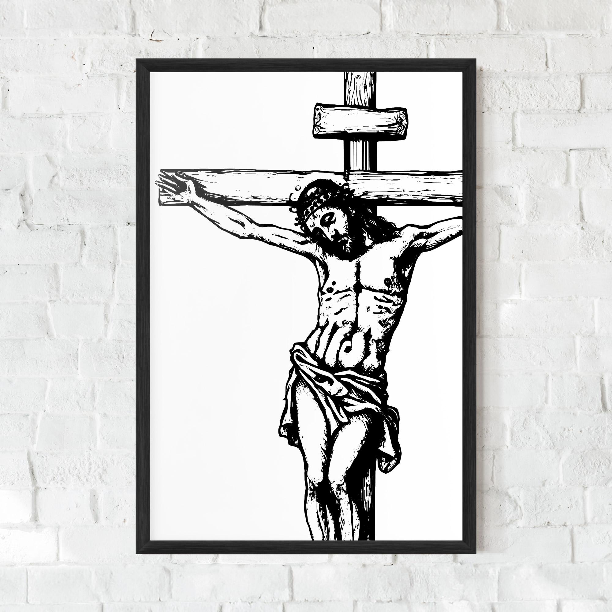 Poster Înrămat Jesus Black Line mockup 0