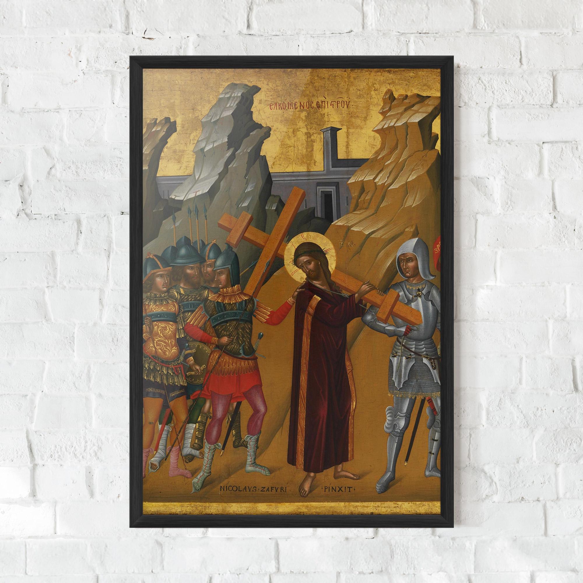 Poster Înrămat Walking With Cross mockup 0