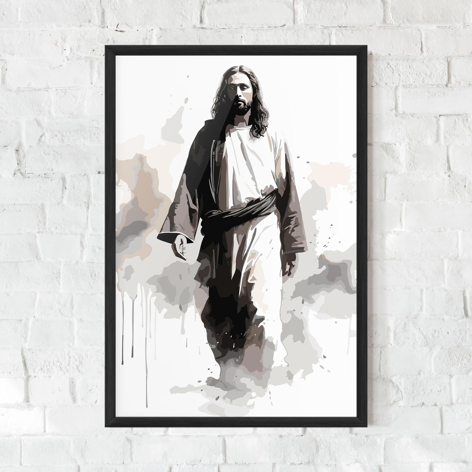 Poster Înrămat Watercolor Jesus mockup 0