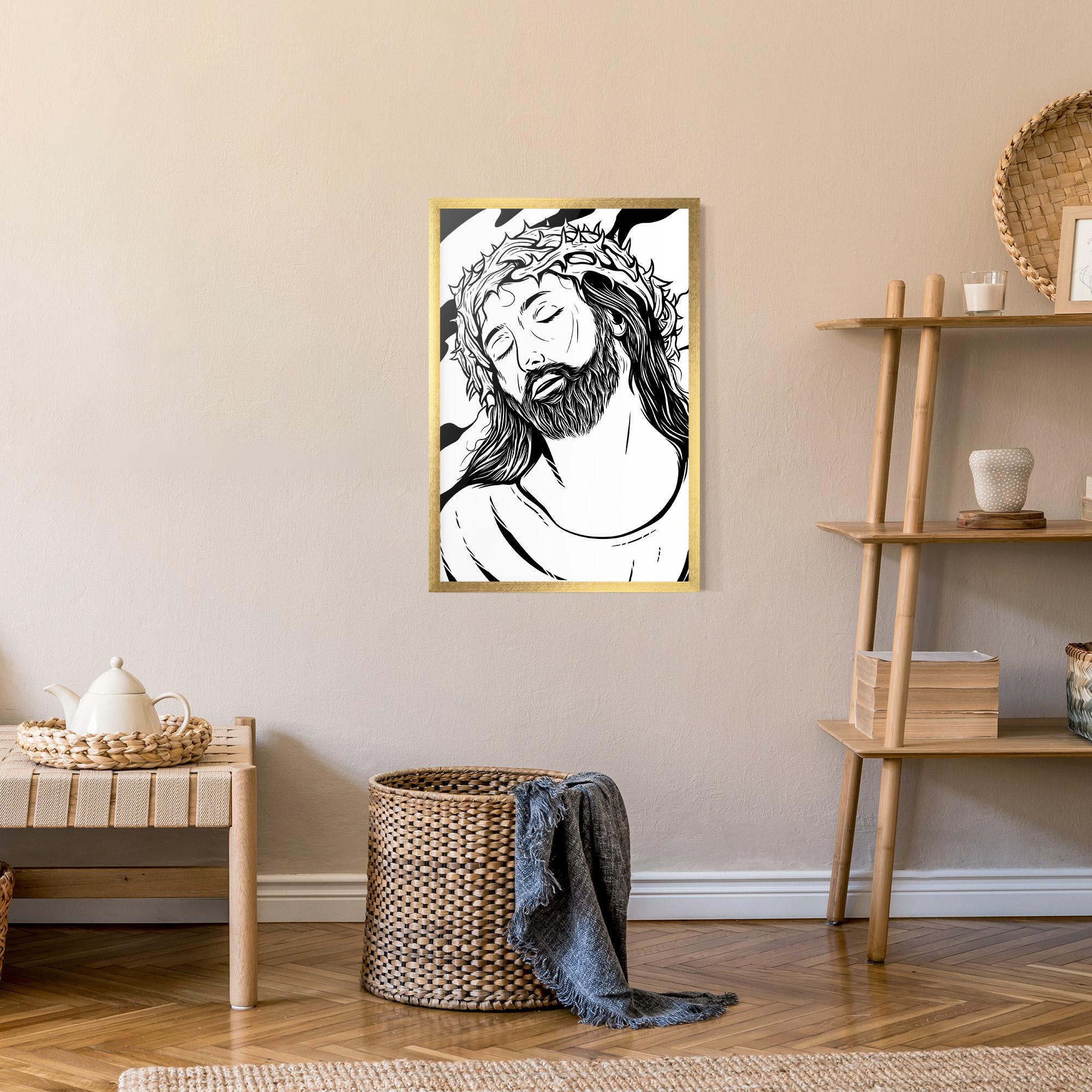 Poster Înrămat Black White Jesus mockup 9