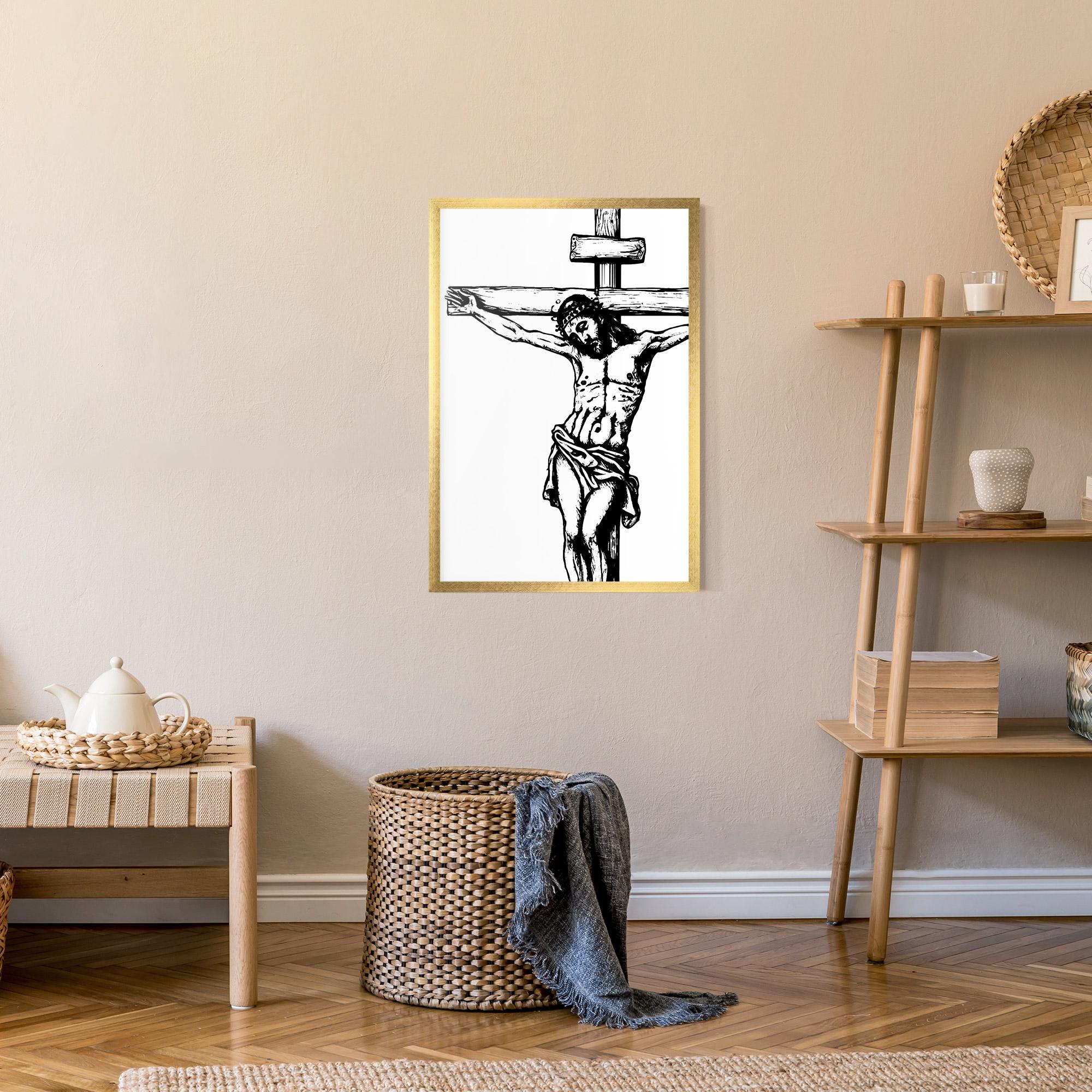Poster Înrămat Jesus Black Line mockup 9