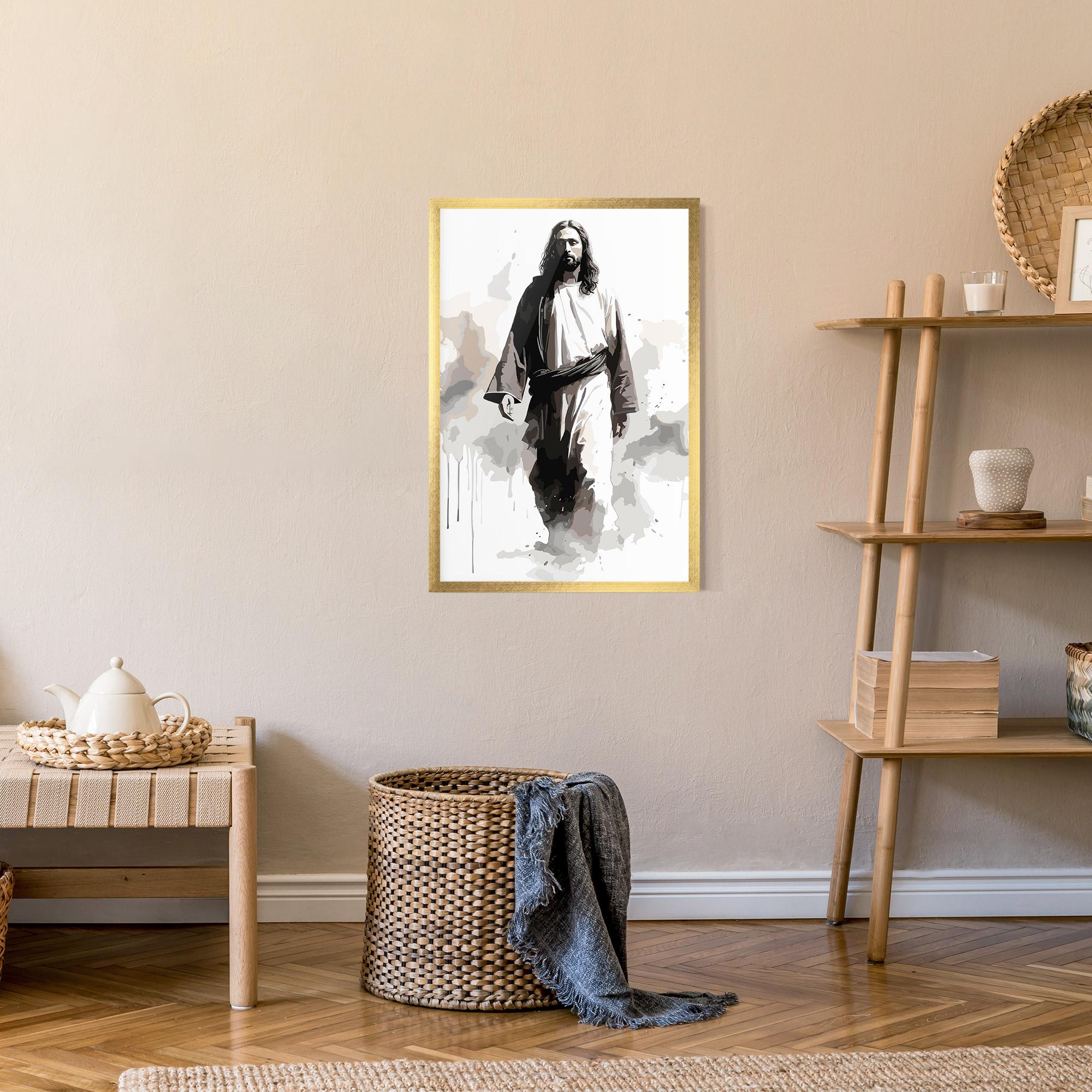 Poster Înrămat Watercolor Jesus mockup 9