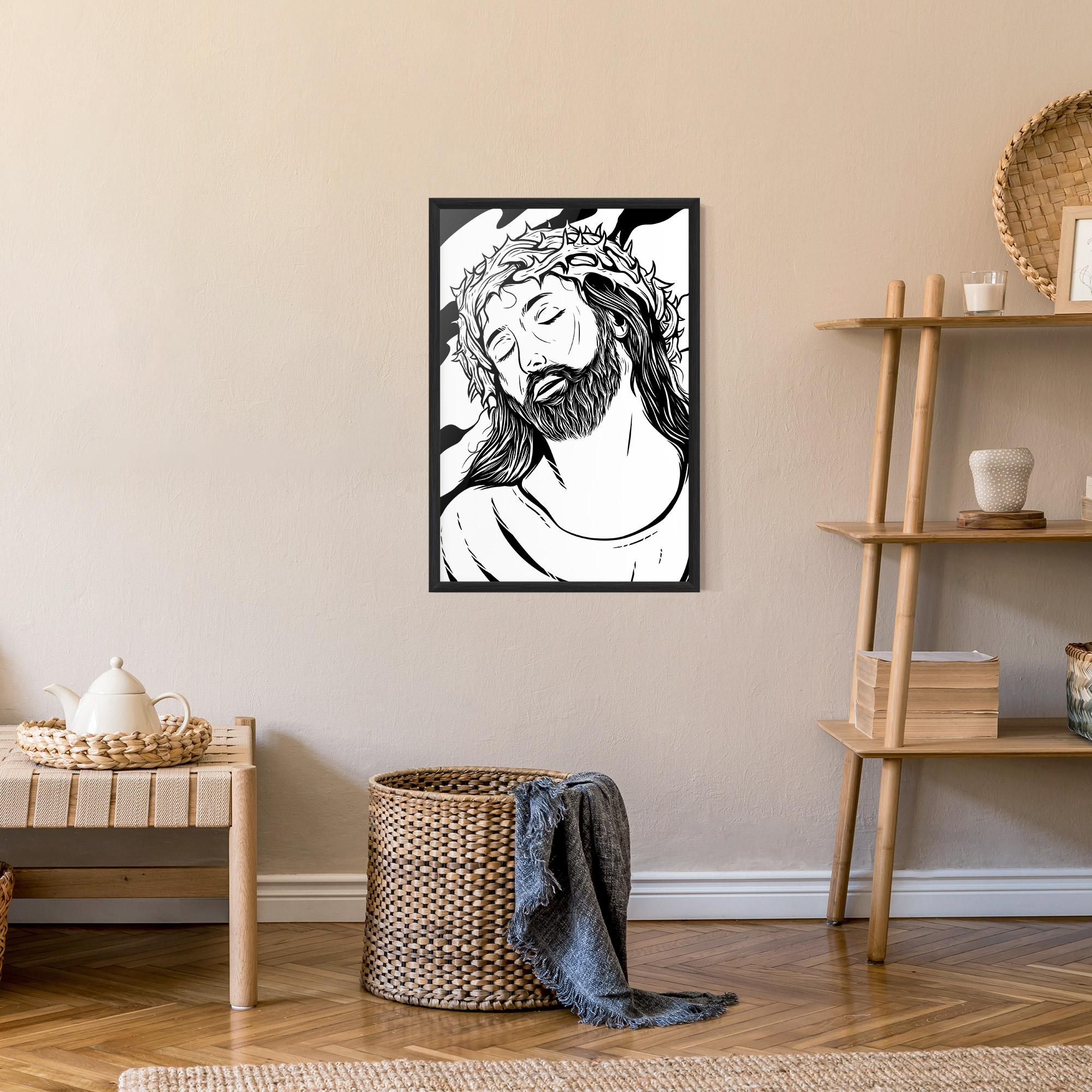 Poster Înrămat Black White Jesus mockup 9