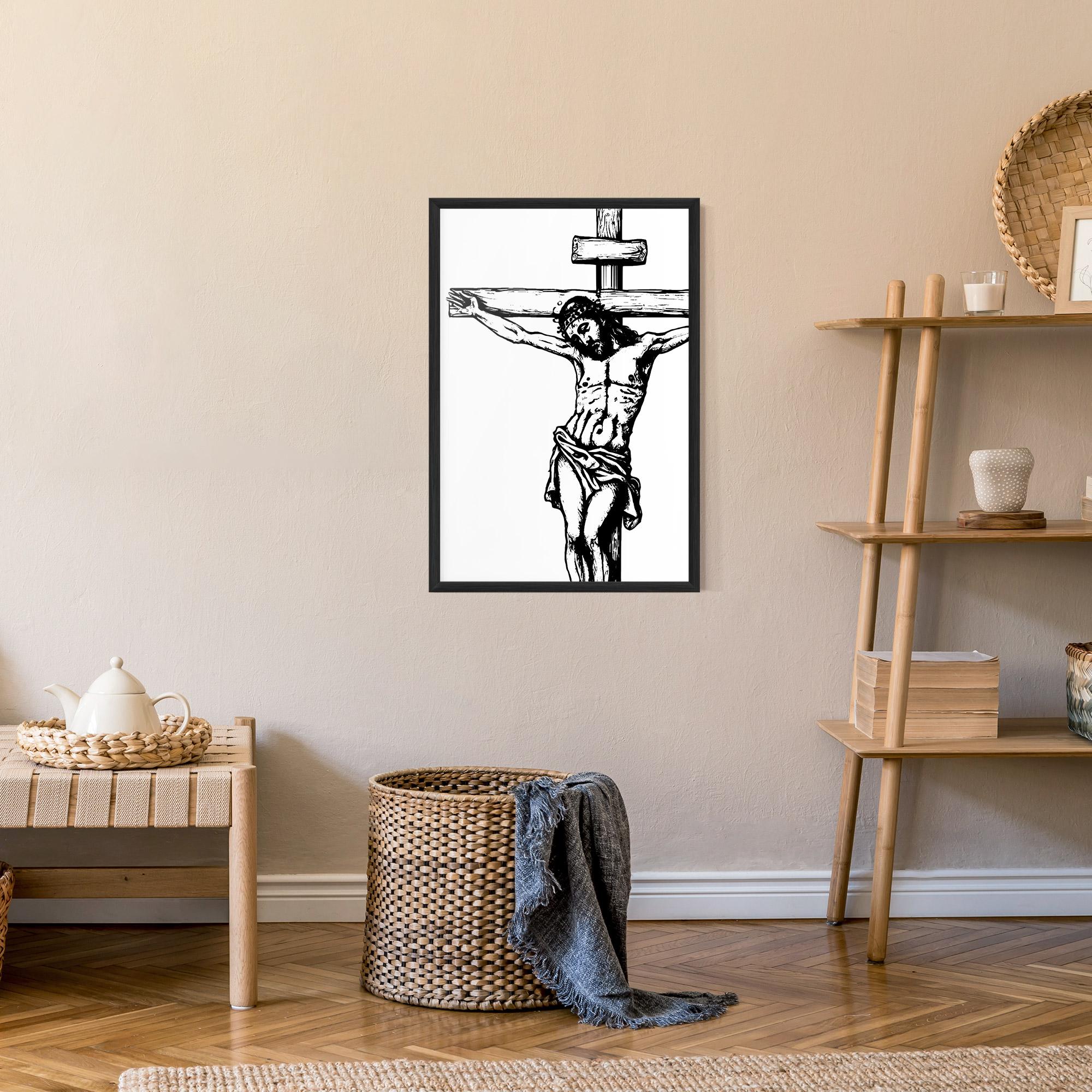 Poster Înrămat Jesus Black Line mockup 9