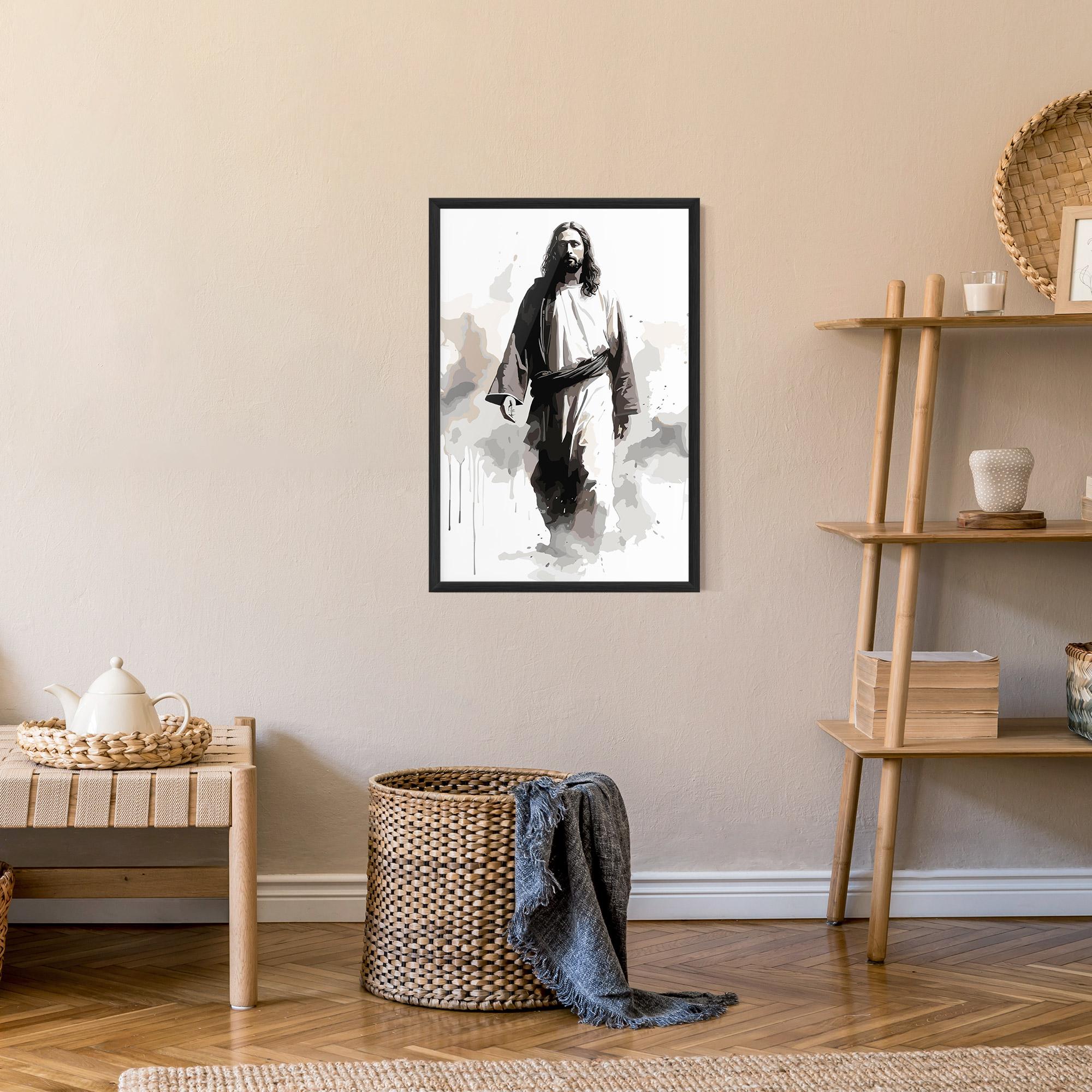 Poster Înrămat Watercolor Jesus mockup 9