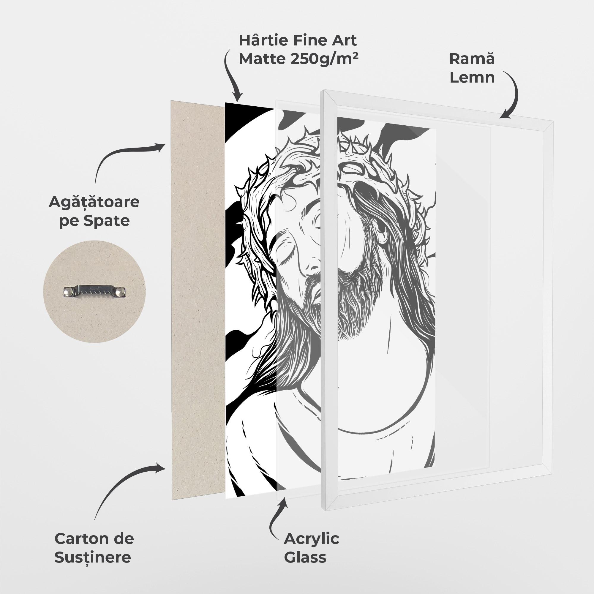 Poster Înrămat Black White Jesus mockup 1
